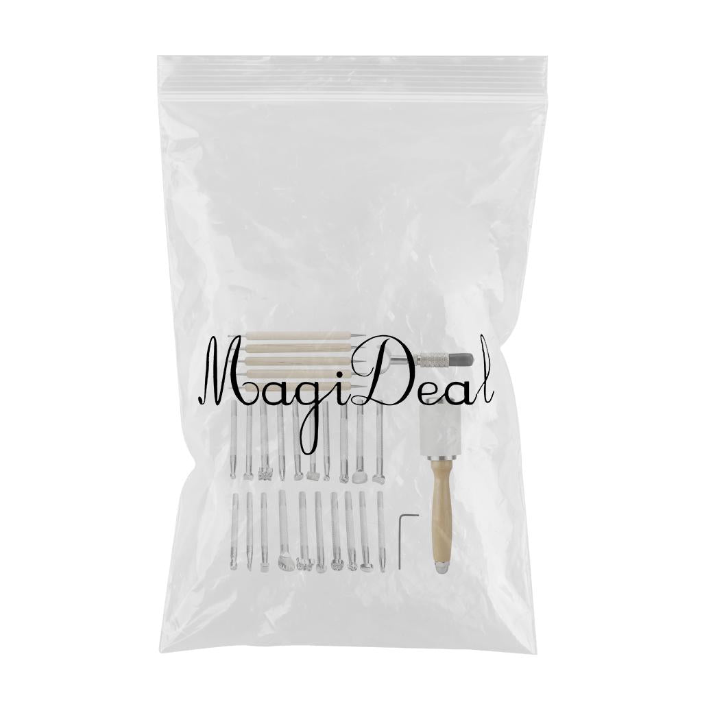 27x Leather Craft Tools Kit Saddle Groover Carving Punch Tool Stitching