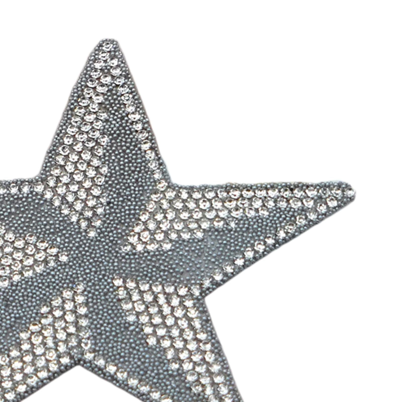 6Pcs Star Shape Rhinestone Patches Iron On Sew On for Clothes Bags Grey