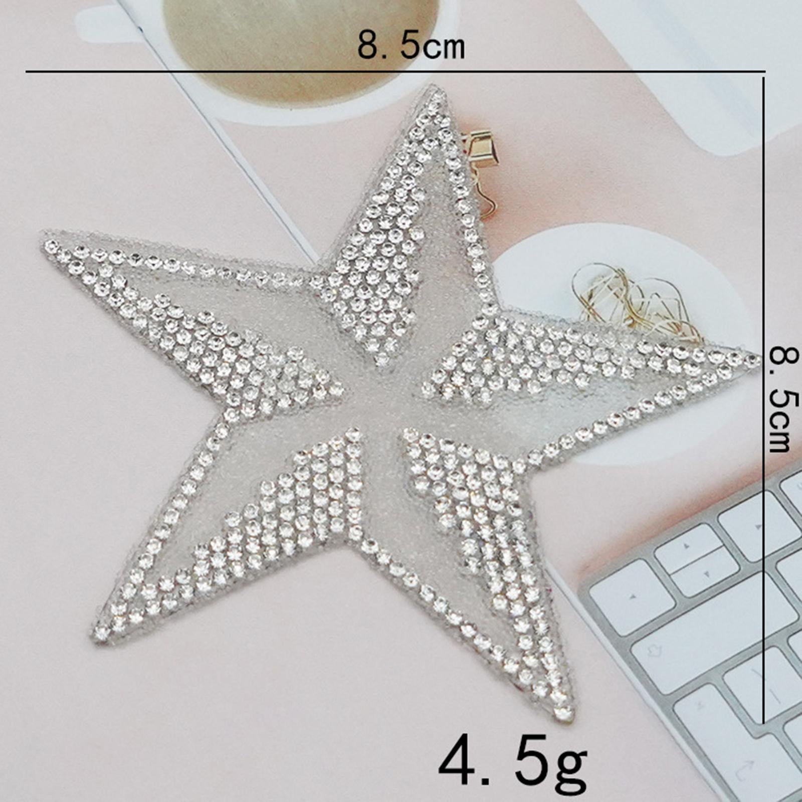 6Pcs Star Shape Rhinestone Patches Iron On Sew On for Clothes Bags AB Color
