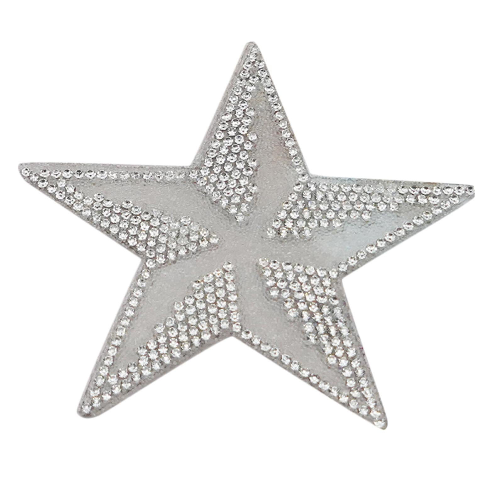 6Pcs Star Shape Rhinestone Patches Iron On Sew On for Clothes Bags AB Color