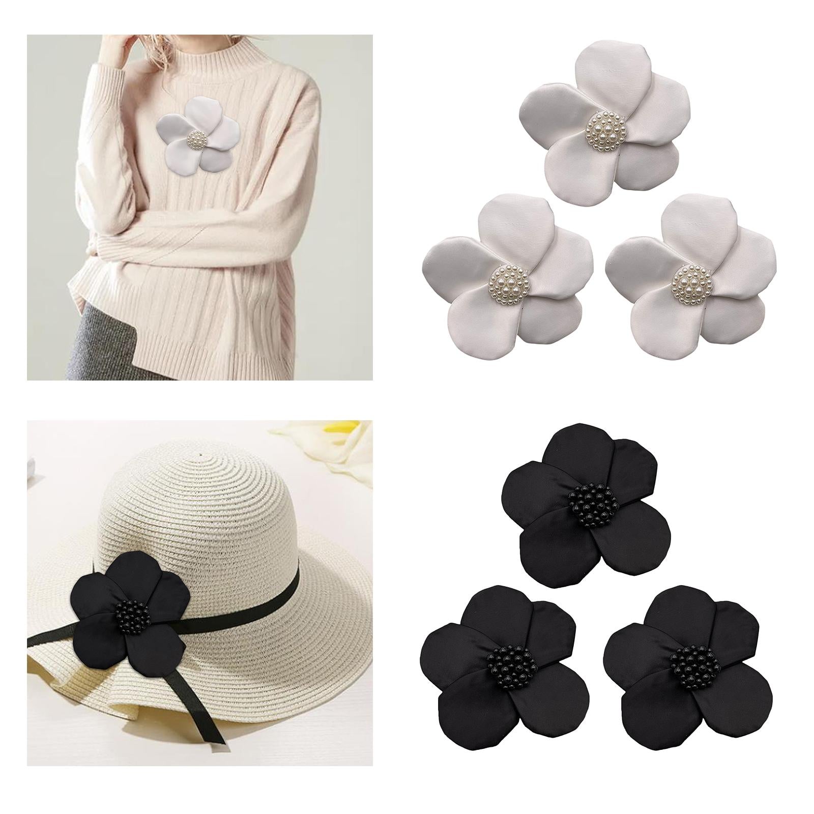 3x Beaded Sew-On Applique Craft Patch for Clothes Embroidered Patch Crafts Black