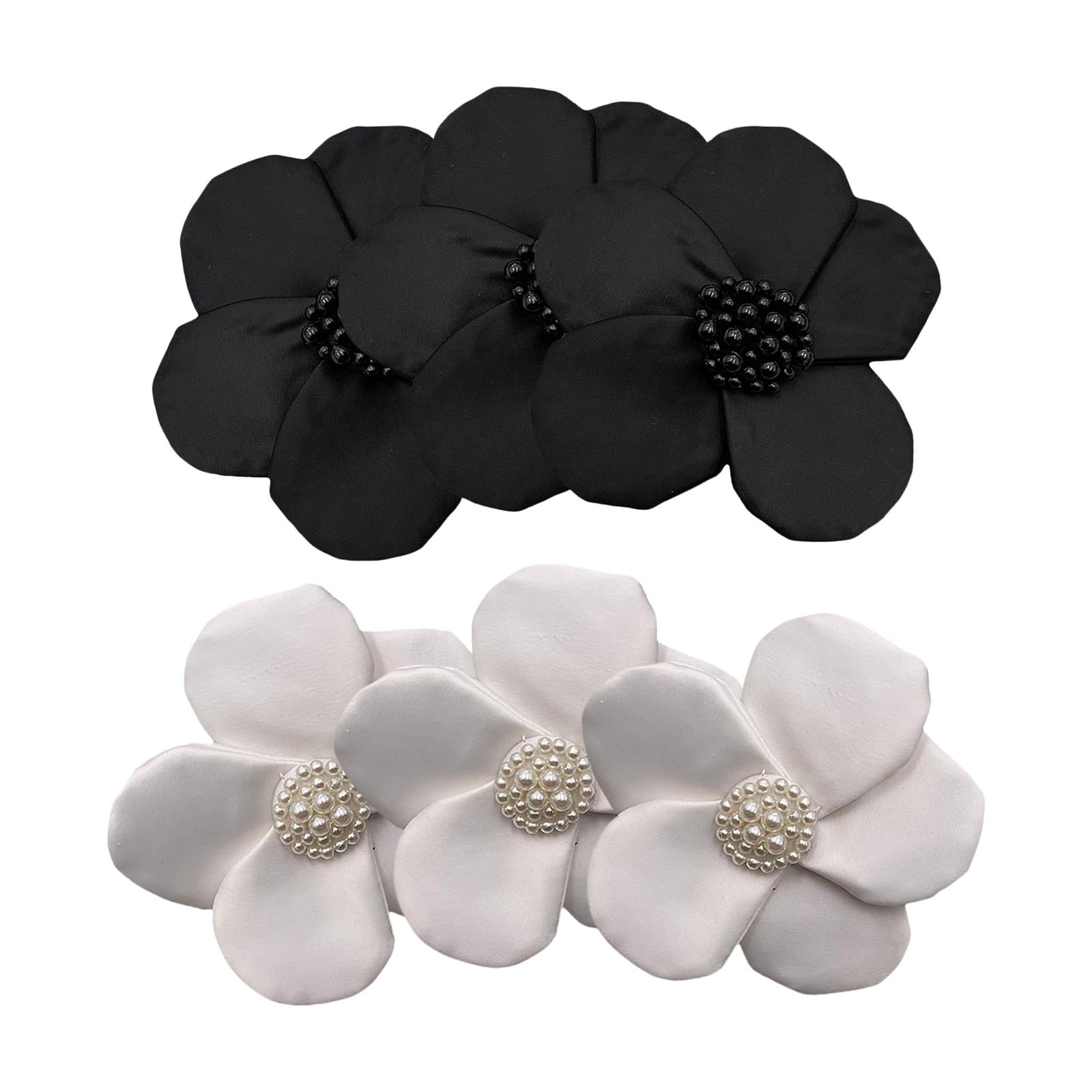 3x Beaded Sew-On Applique Craft Patch for Clothes Embroidered Patch Crafts Black