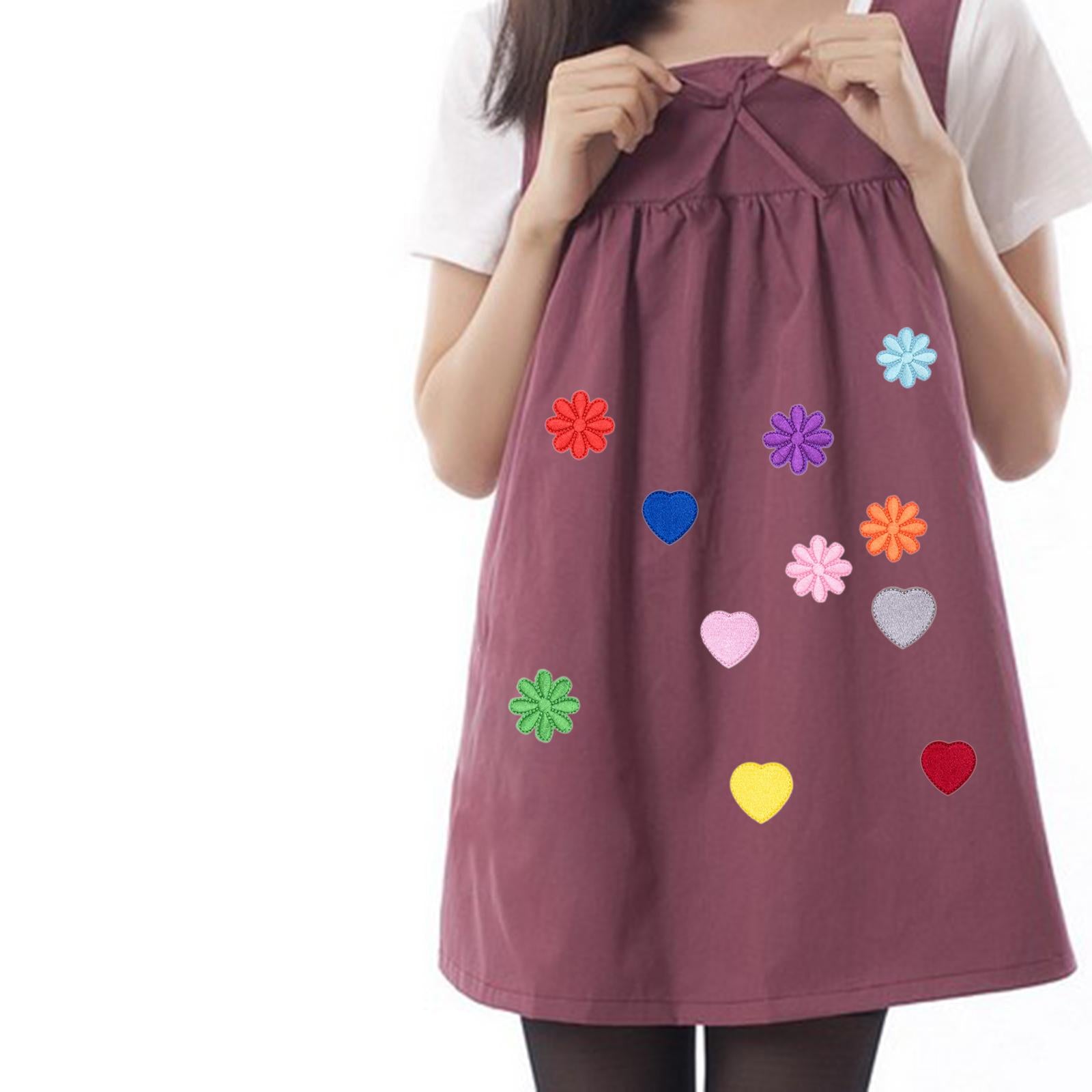 Iron on/ Sew on Patches for Bags Jeans Clothes Hat DIY 40pcs Heart Flower