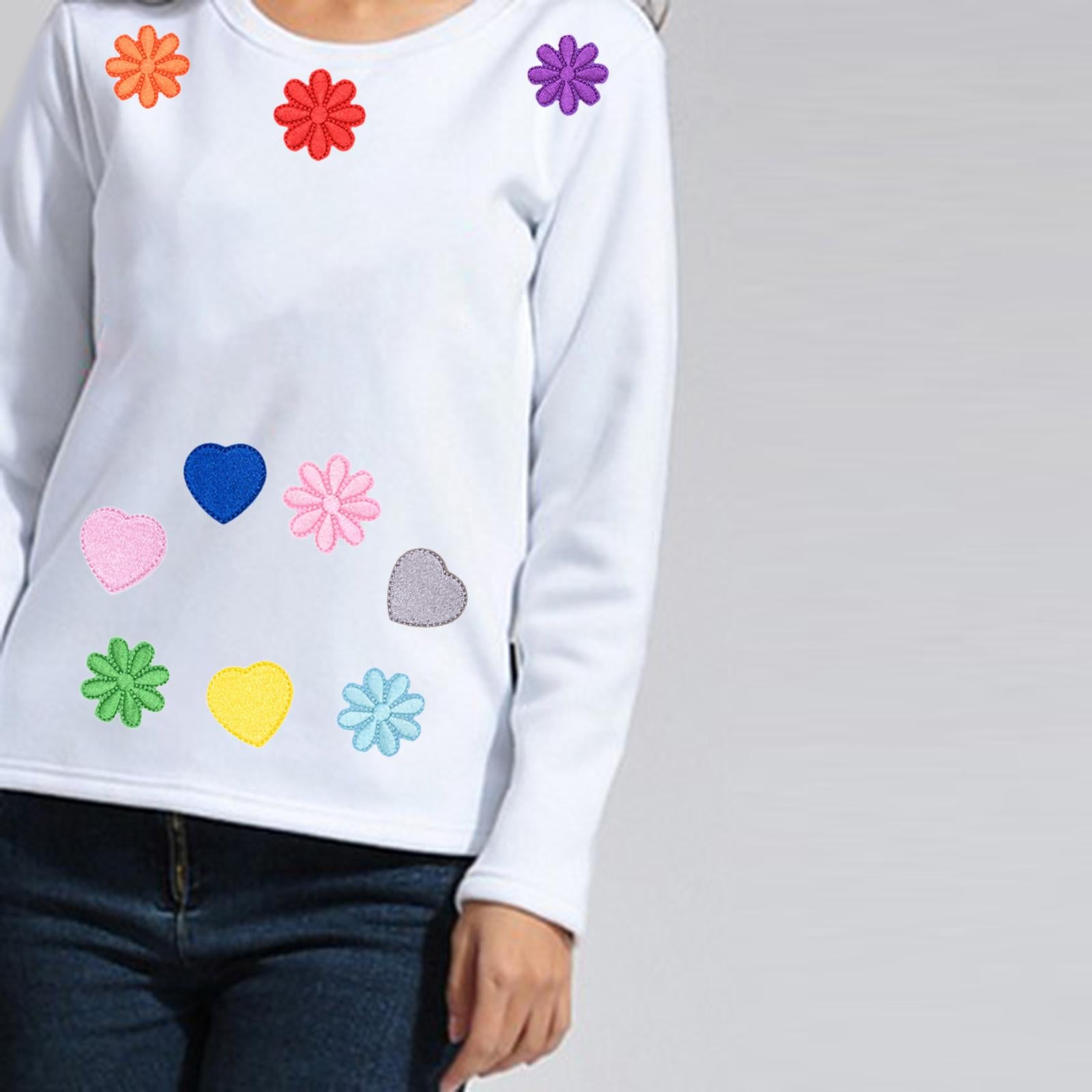 Iron on/ Sew on Patches for Bags Jeans Clothes Hat DIY 40pcs Heart Flower