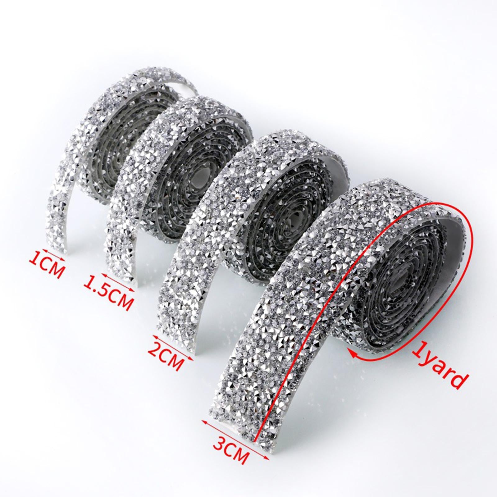 4 Rolls Adhesive Hotfix Rhinestones Tape Crystal Ribbon Trim Wedding Silver