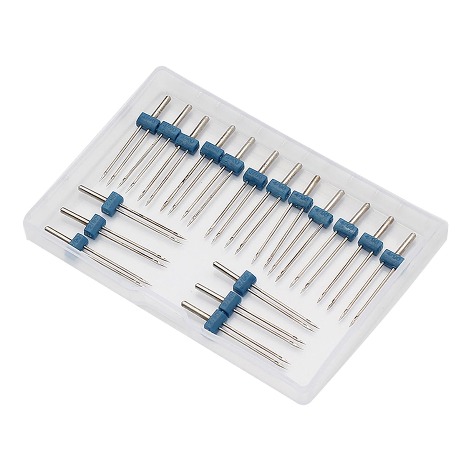 18x Twin Needles Pins with Storage Box Home Knitting Sewing Threader