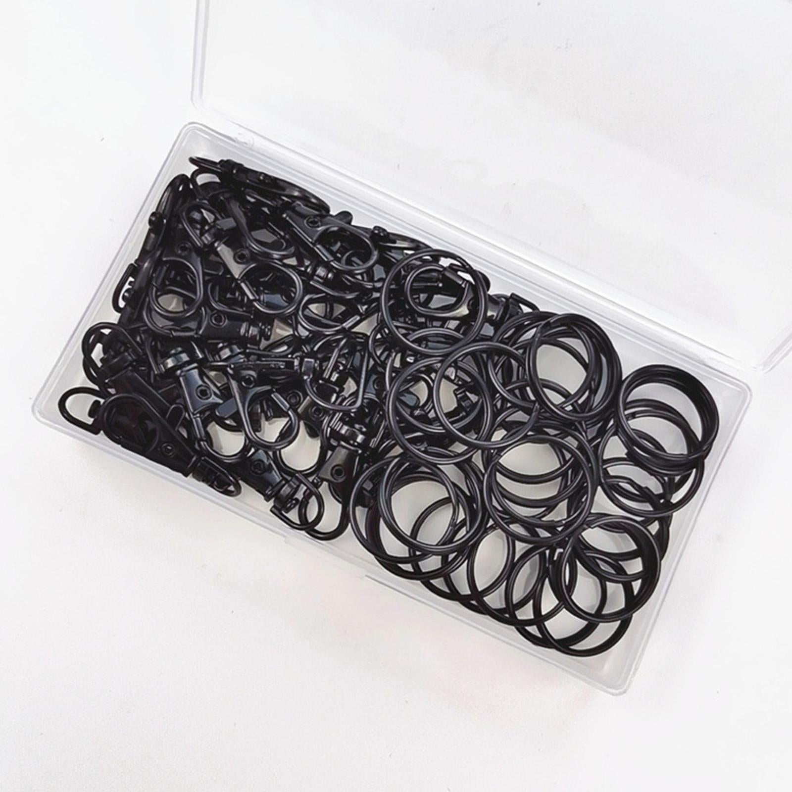 35Pcs Black Keyring Blanks Key Rings with Chain and Key Opens Jump Rings