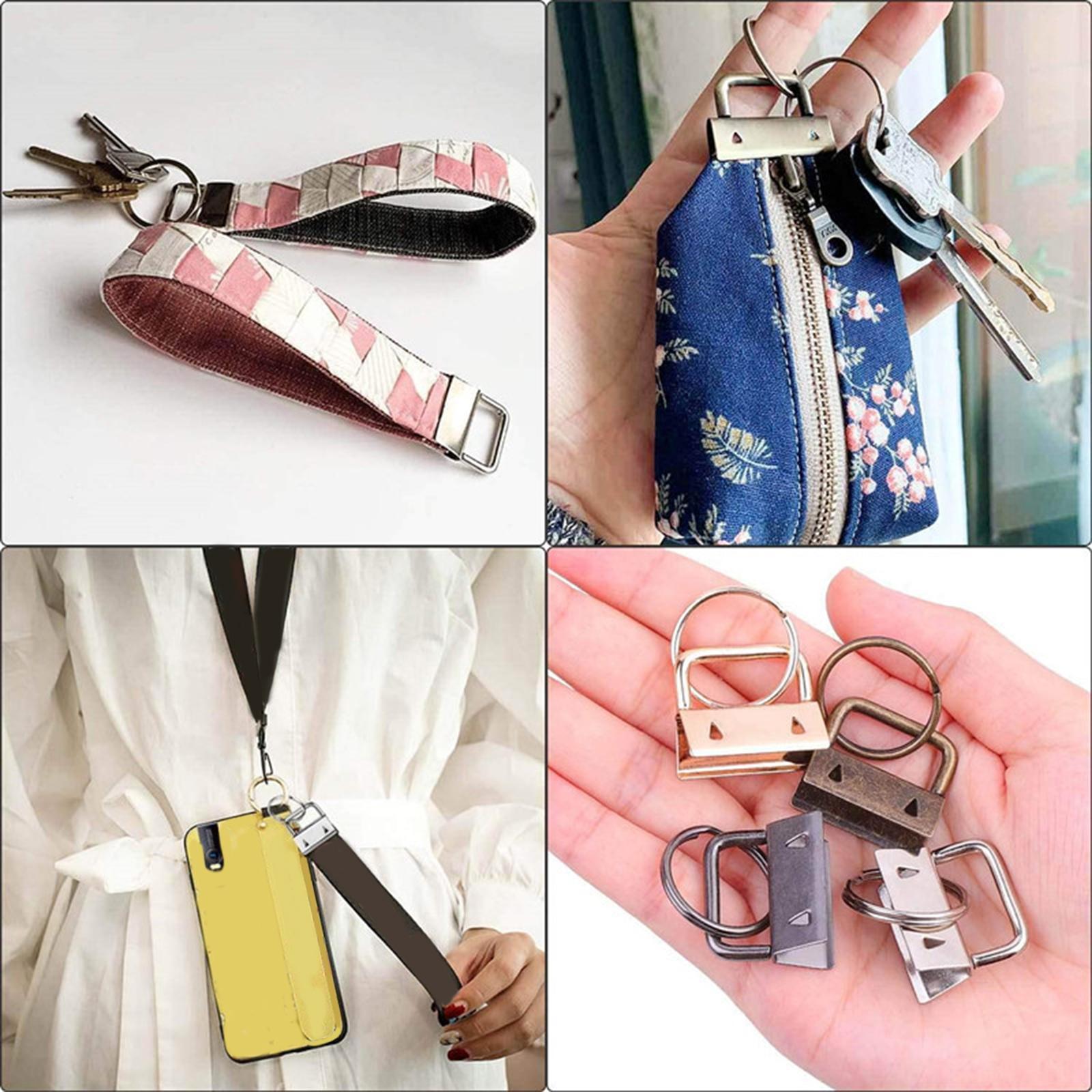 72Pcs Key Fob Hardware Wristlet Set 6 Colors with Rings for Key Lanyard