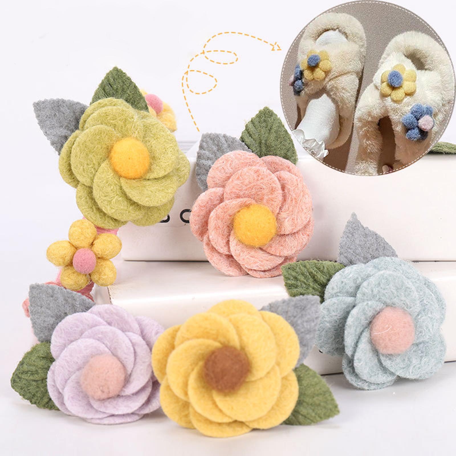 6Pcs Fabric Felt Flower Applique Wedding 6.5cm Floral Dress Costume  Green