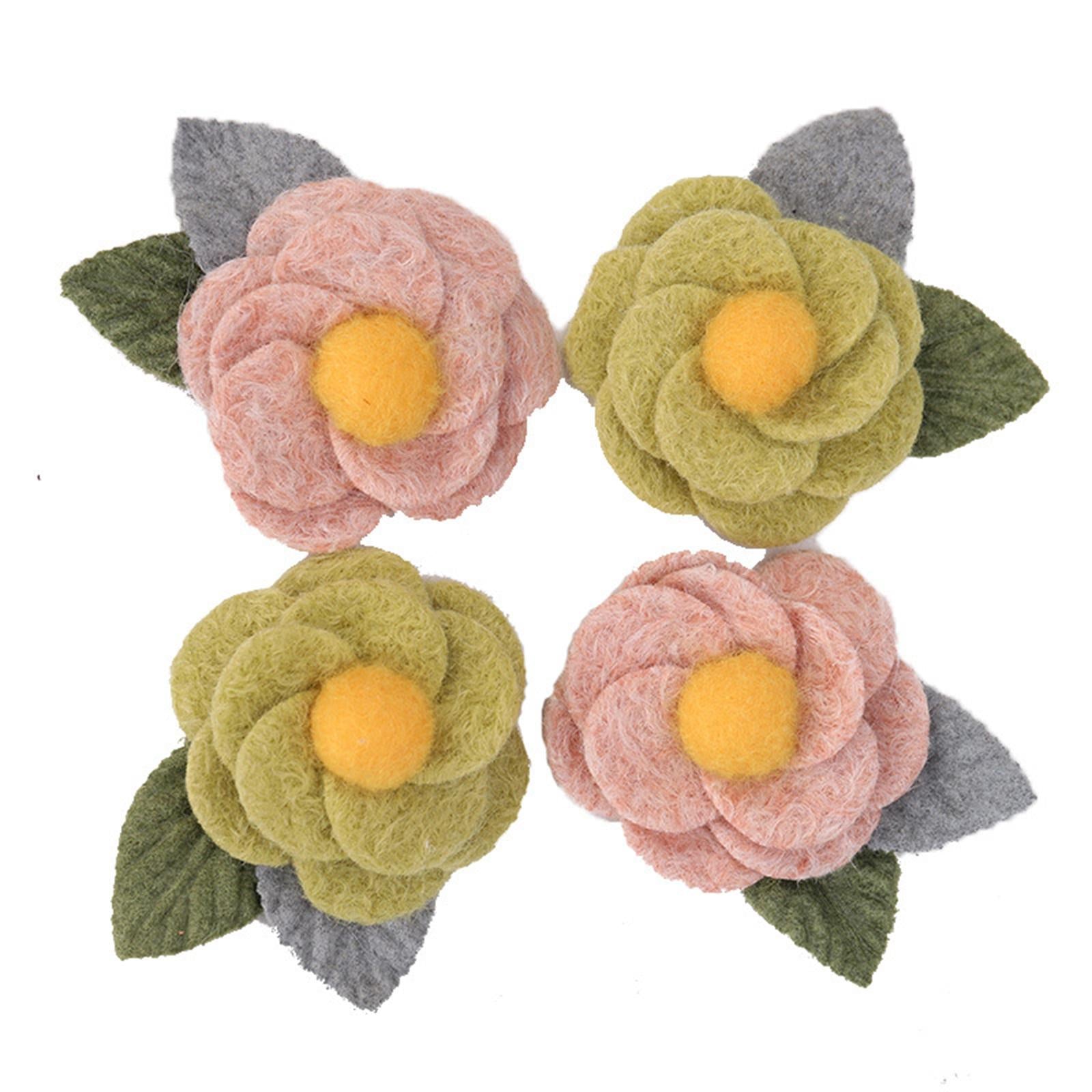 6Pcs Fabric Felt Flower Applique Wedding 6.5cm Floral Dress Costume  Green