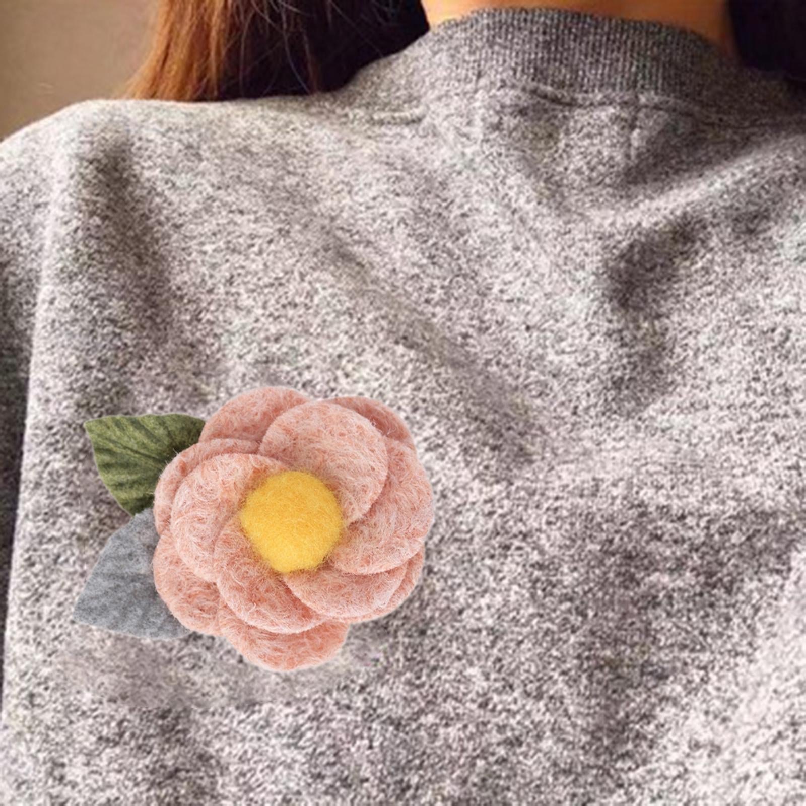 6Pcs Fabric Felt Flower Applique Wedding 6.5cm Floral Dress Costume  Pink