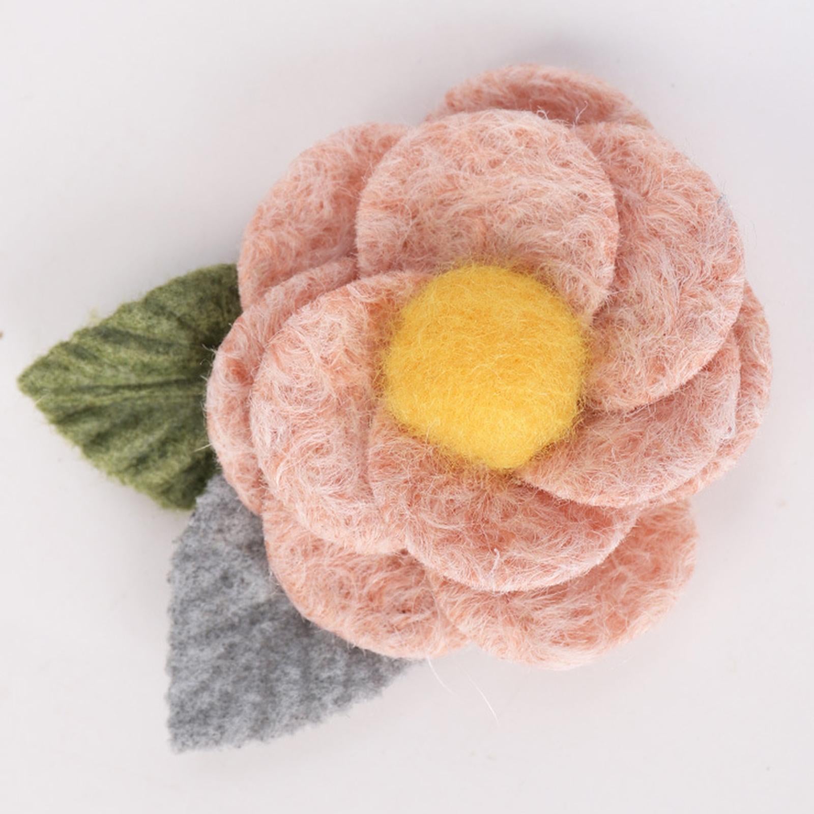 6Pcs Fabric Felt Flower Applique Wedding 6.5cm Floral Dress Costume  Pink