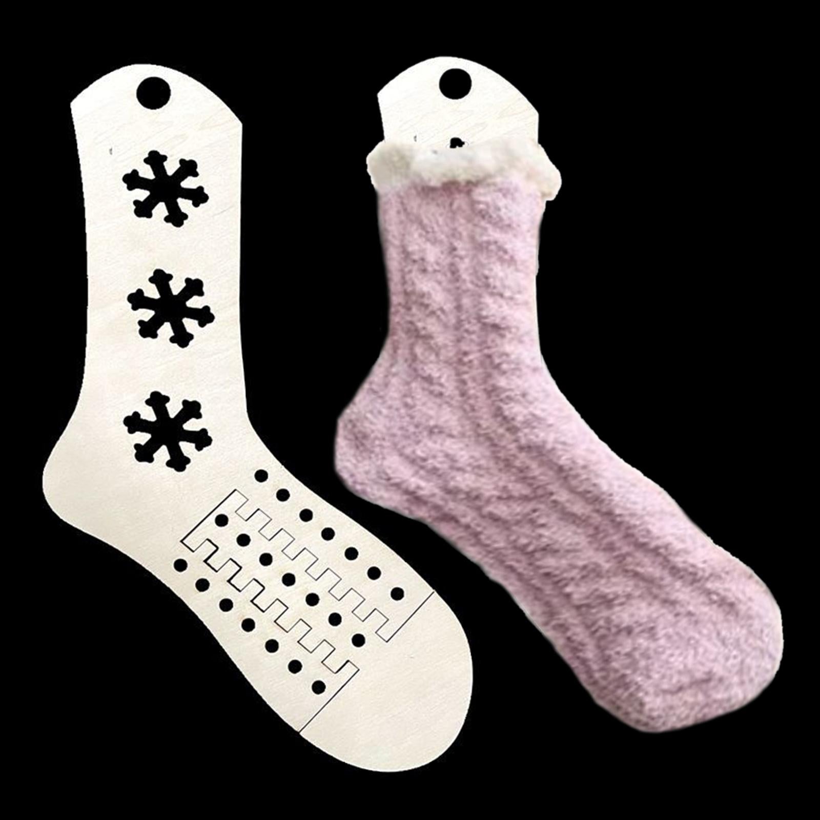 2x Sock Blockers Mould Knitting Stretcher Wooden for Adult Snowflake