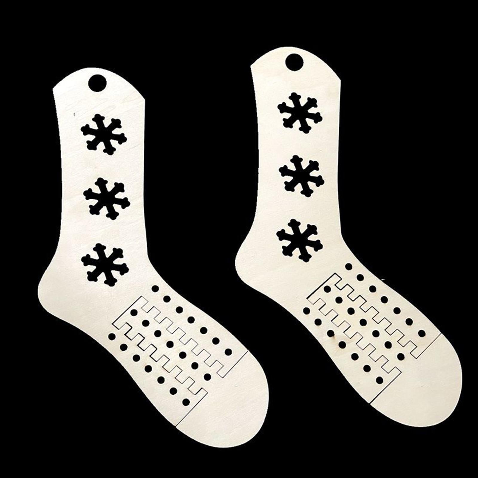 2x Sock Blockers Mould Knitting Stretcher Wooden for Adult Snowflake