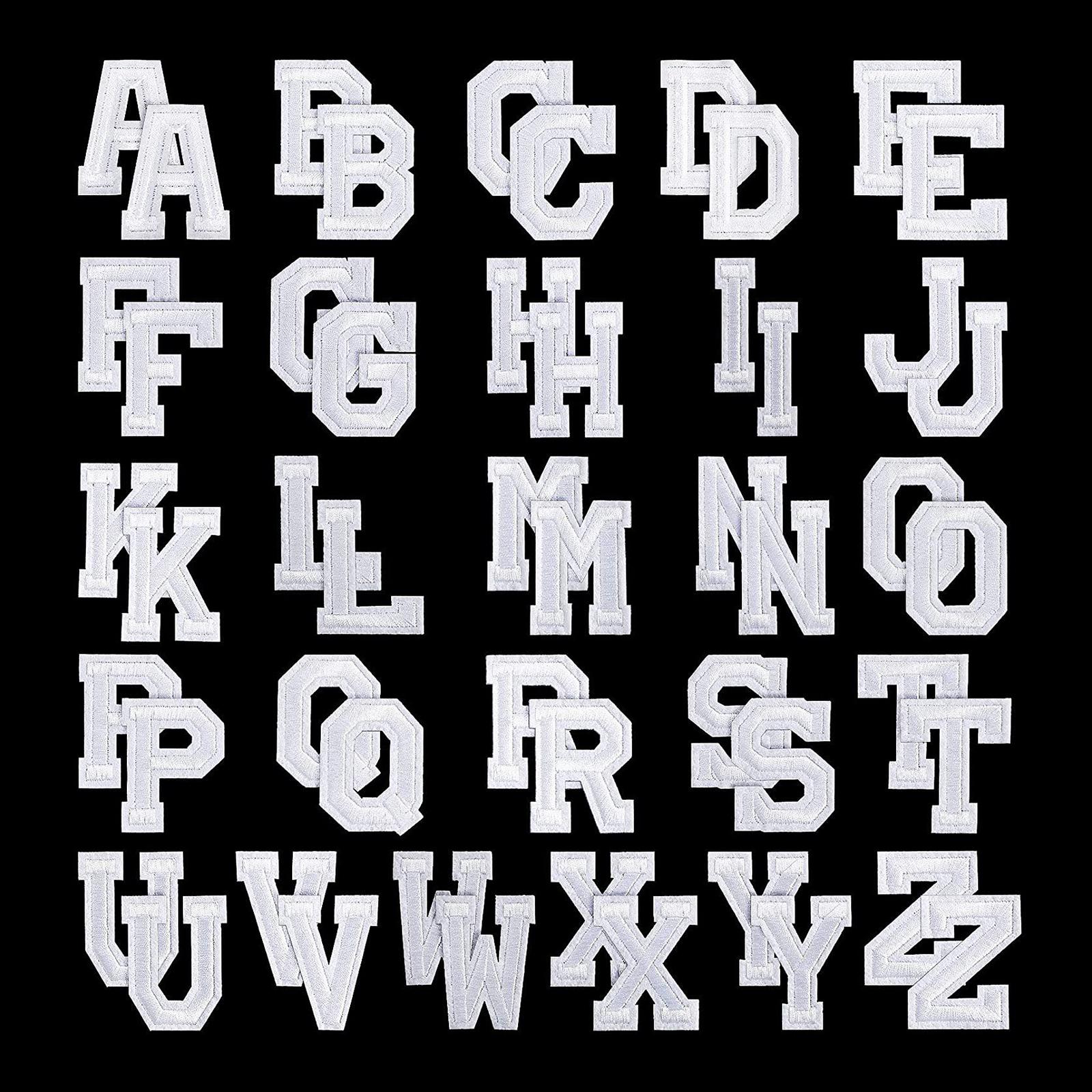 Alphabet / Letters Iron On Patch Badge Kids A-Z Letter Patches for Clothing White 52pcs