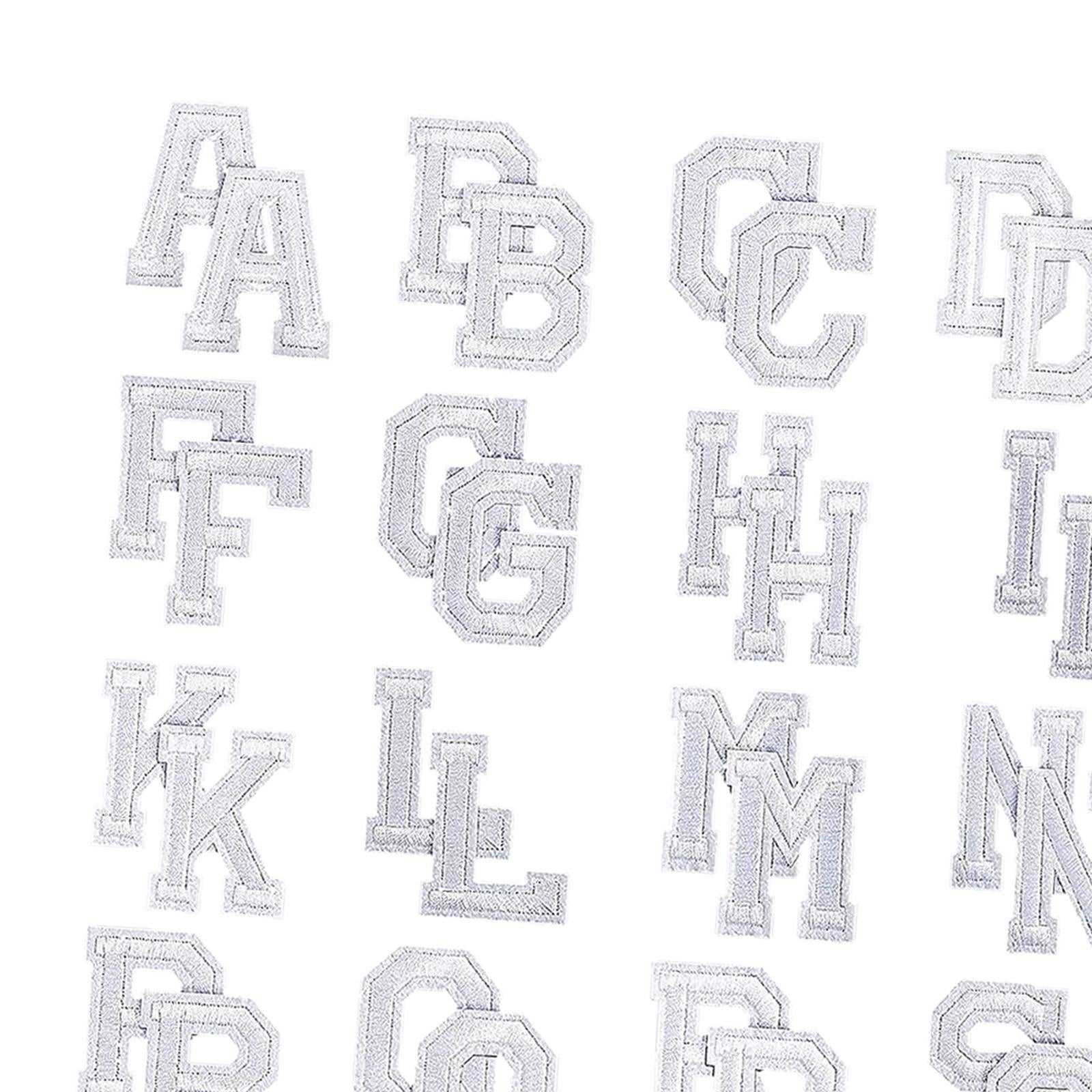 Alphabet / Letters Iron On Patch Badge Kids A-Z Letter Patches for Clothing White 52pcs