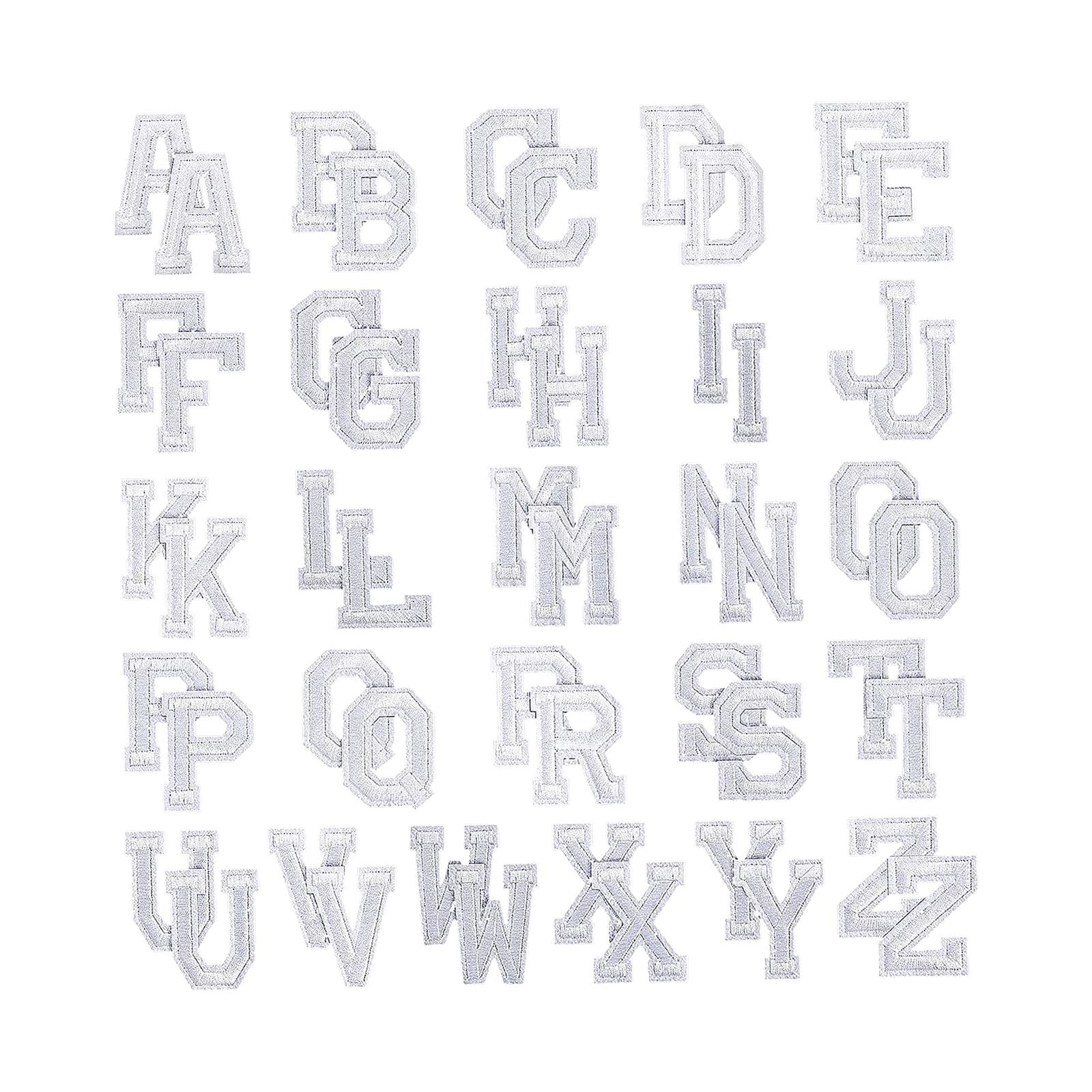 Alphabet / Letters Iron On Patch Badge Kids A-Z Letter Patches for Clothing White 52pcs