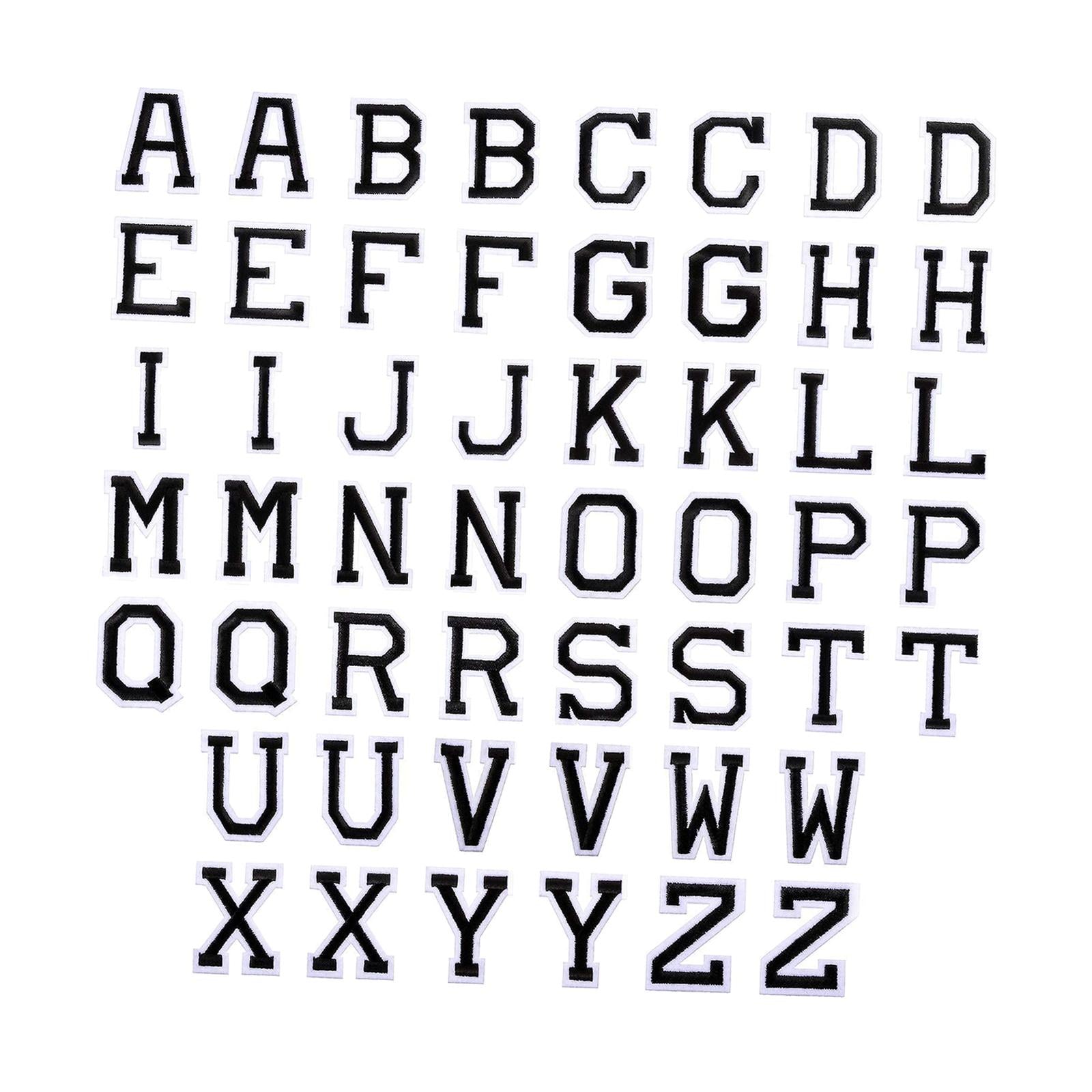 Alphabet / Letters Iron On Patch Badge Kids A-Z Letter Patches for Clothing Black 52pcs