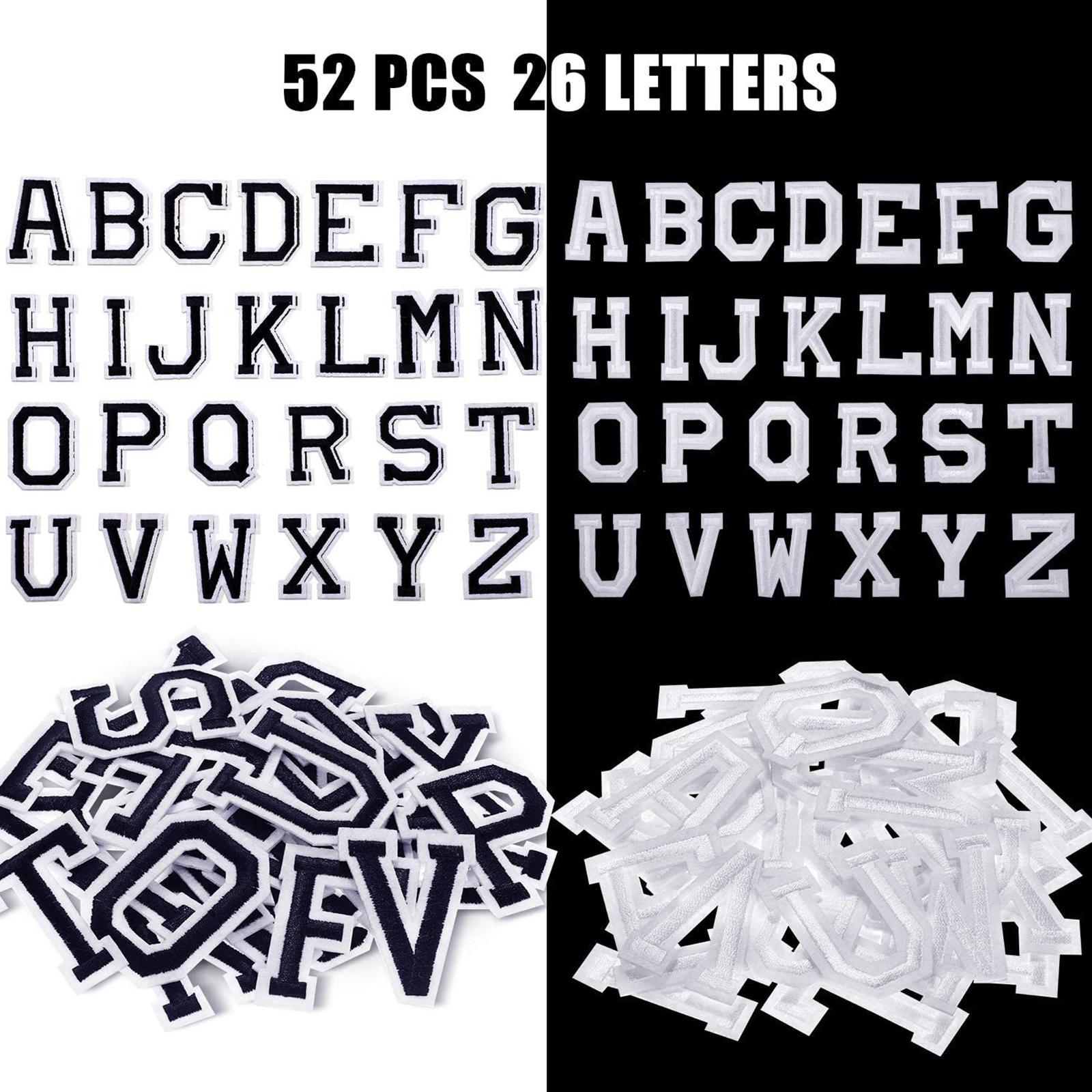 Alphabet / Letters Iron On Patch Badge Kids A-Z Letter Patches for Clothing White Black 52pcs