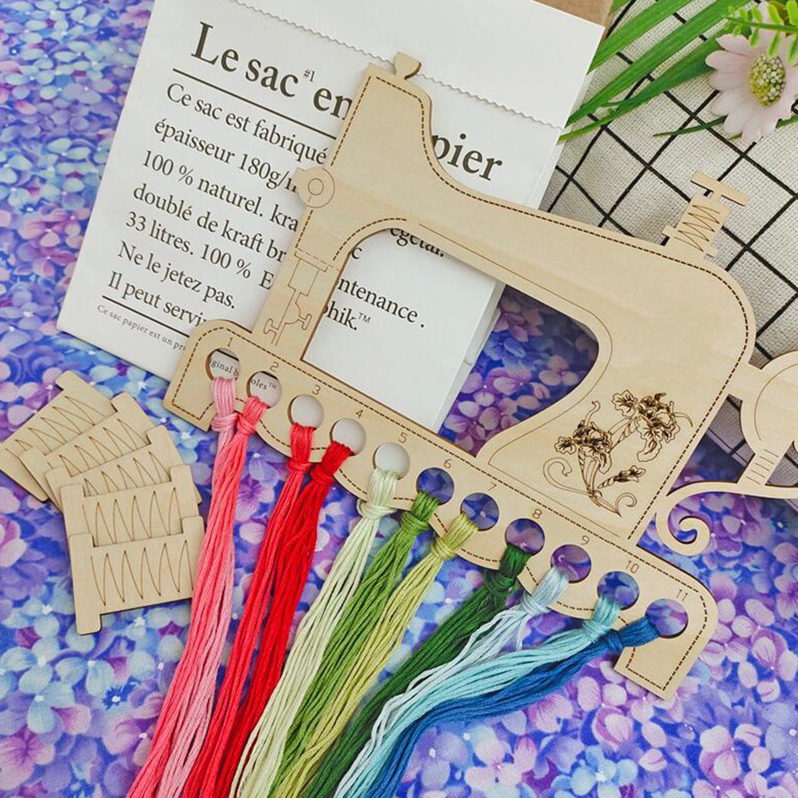 11x Wooden Embroidery Floss Organizer Cross Stitch Thread Holder Storage