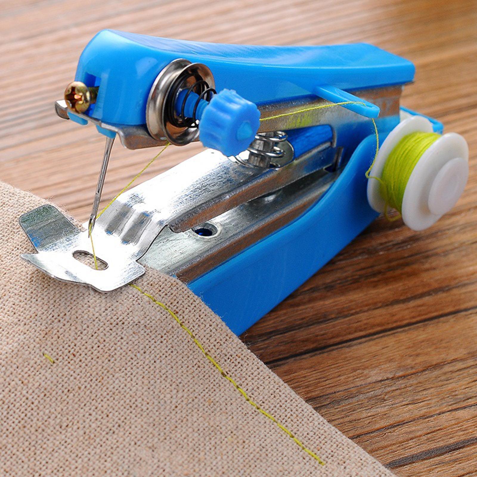 Mini Sewing Machine Handheld Sewing Machine Hand Held Stitch Home Clothes Blue