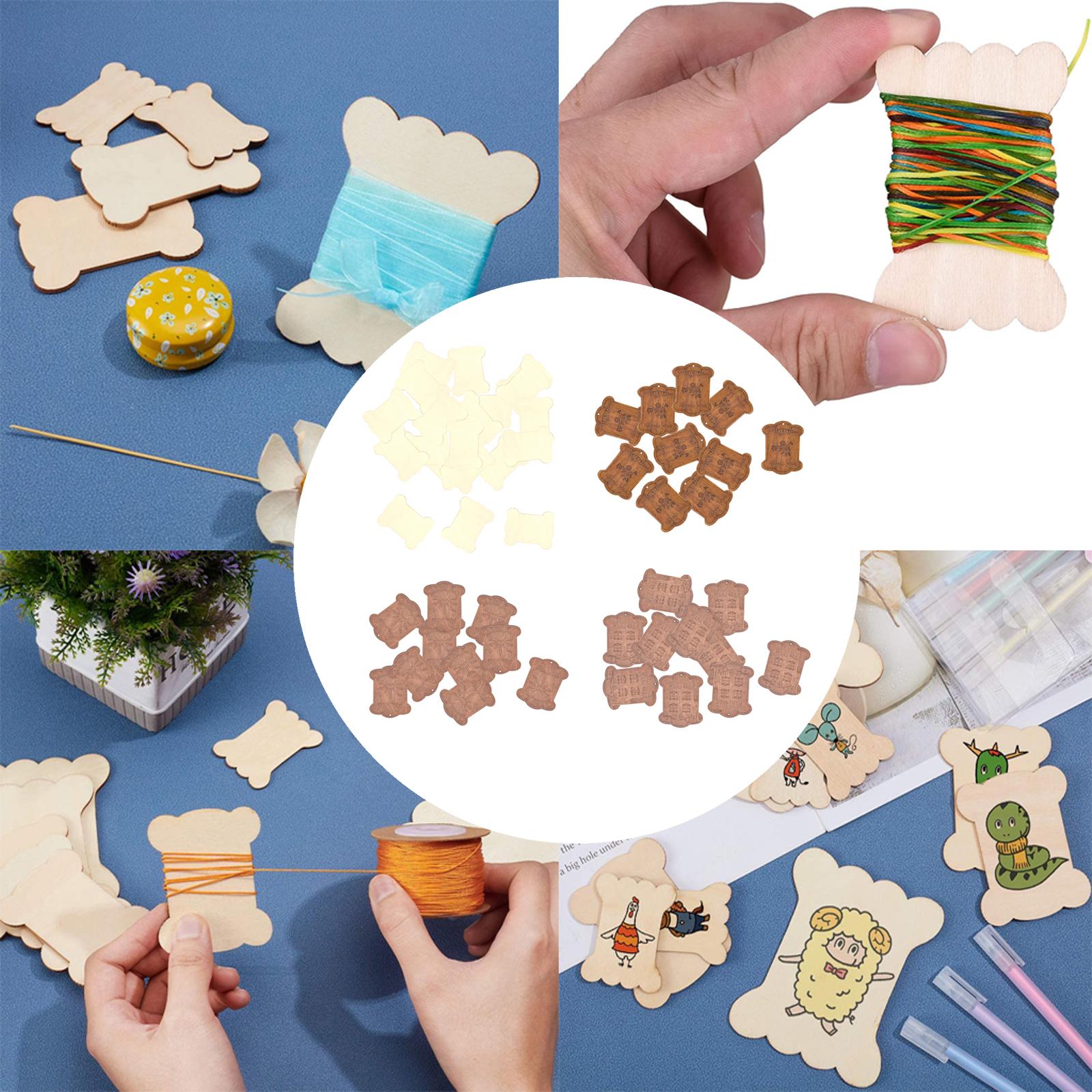 Wooden Floss Bobbins Cross Stitch Cotton Thread Bobbin Blank 20pcs