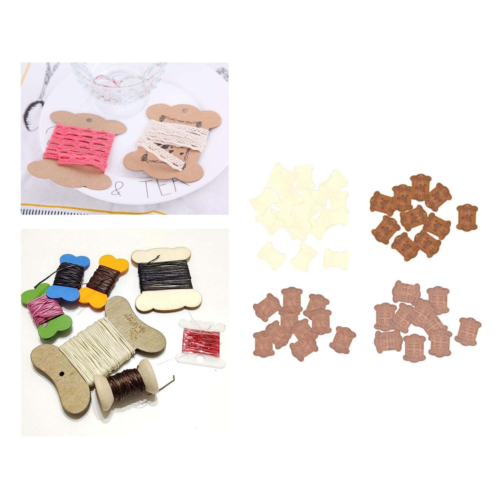 Wooden Floss Bobbins Cross Stitch Cotton Thread Bobbin Blank 20pcs