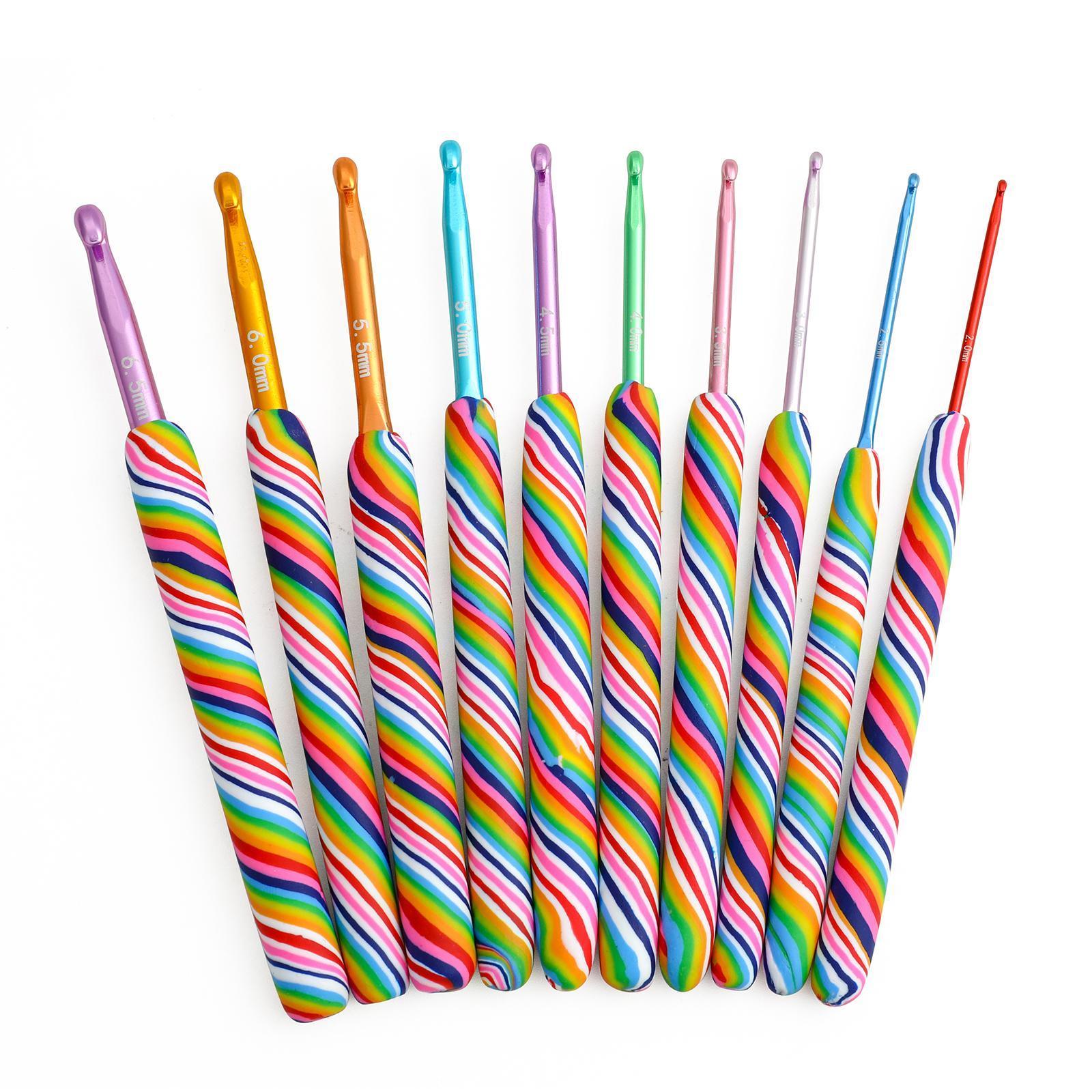 Crochet Hooks Set Ergonomic Grip Kit Yarn Knitting DIY Crafts Accessories 10pcs
