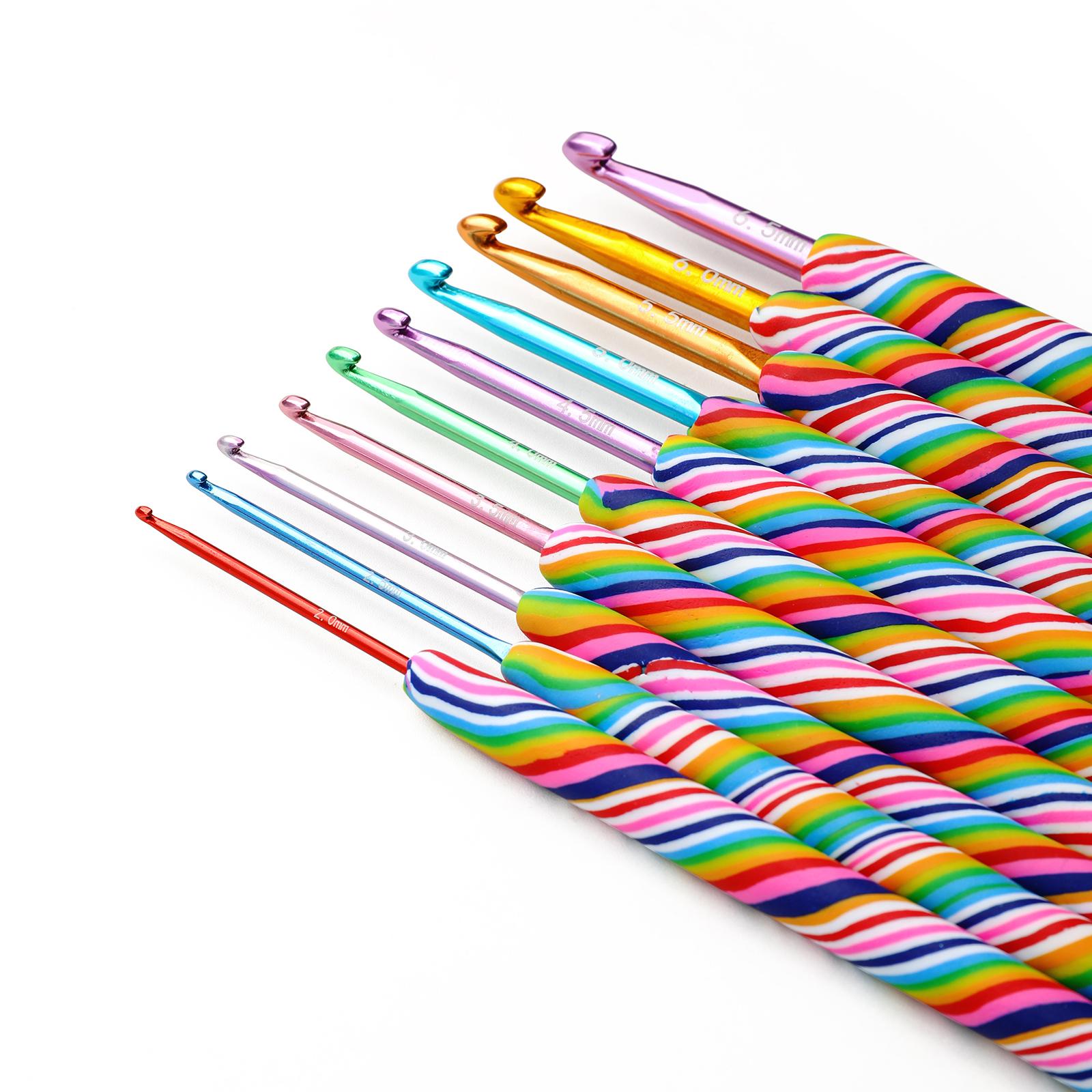 Crochet Hooks Set Ergonomic Grip Kit Yarn Knitting DIY Crafts Accessories 10pcs with Tools