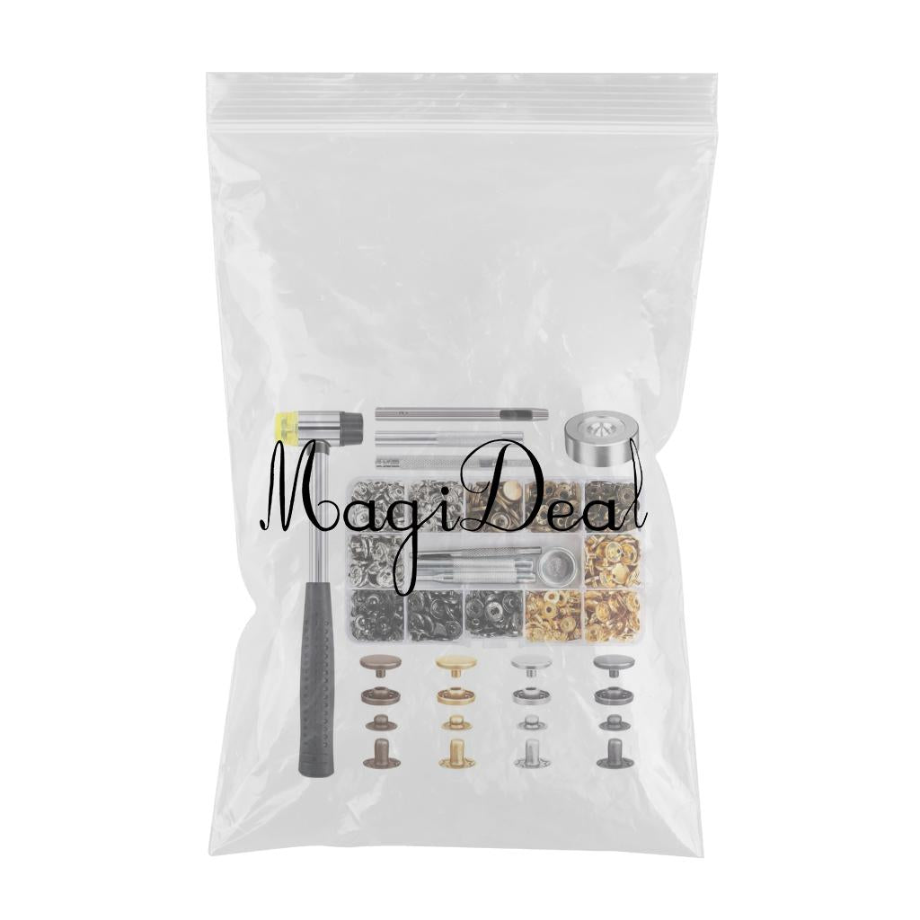 120 Set Leather Snap Fasteners Kit with Hammer Fixing Tools Tool Box Durable