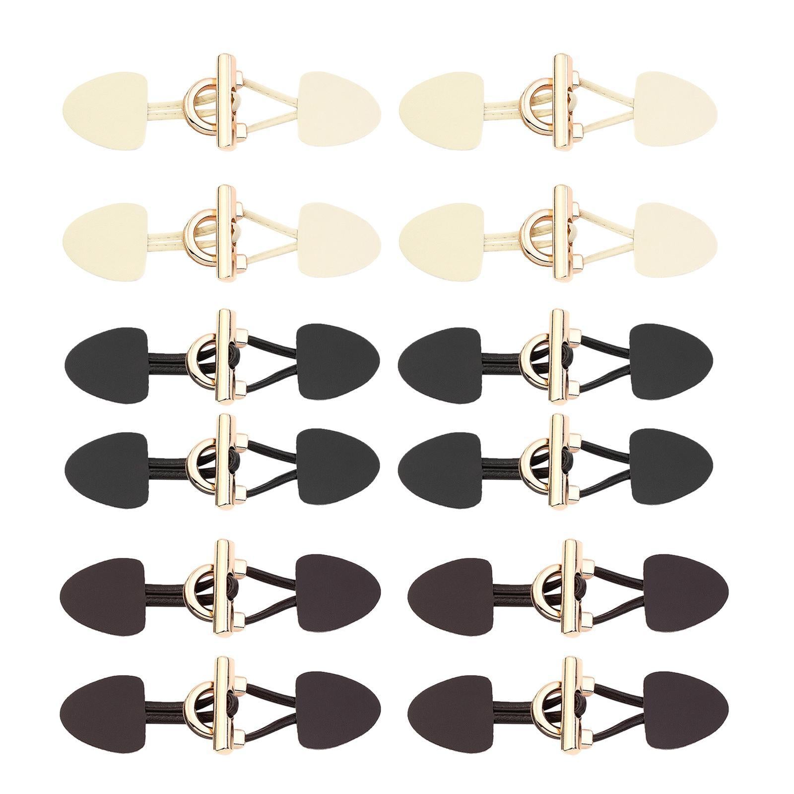 8Pcs Vintage PU Leather Sew-On Toggles Resin Horn Button Closures DIY Sewing Beige