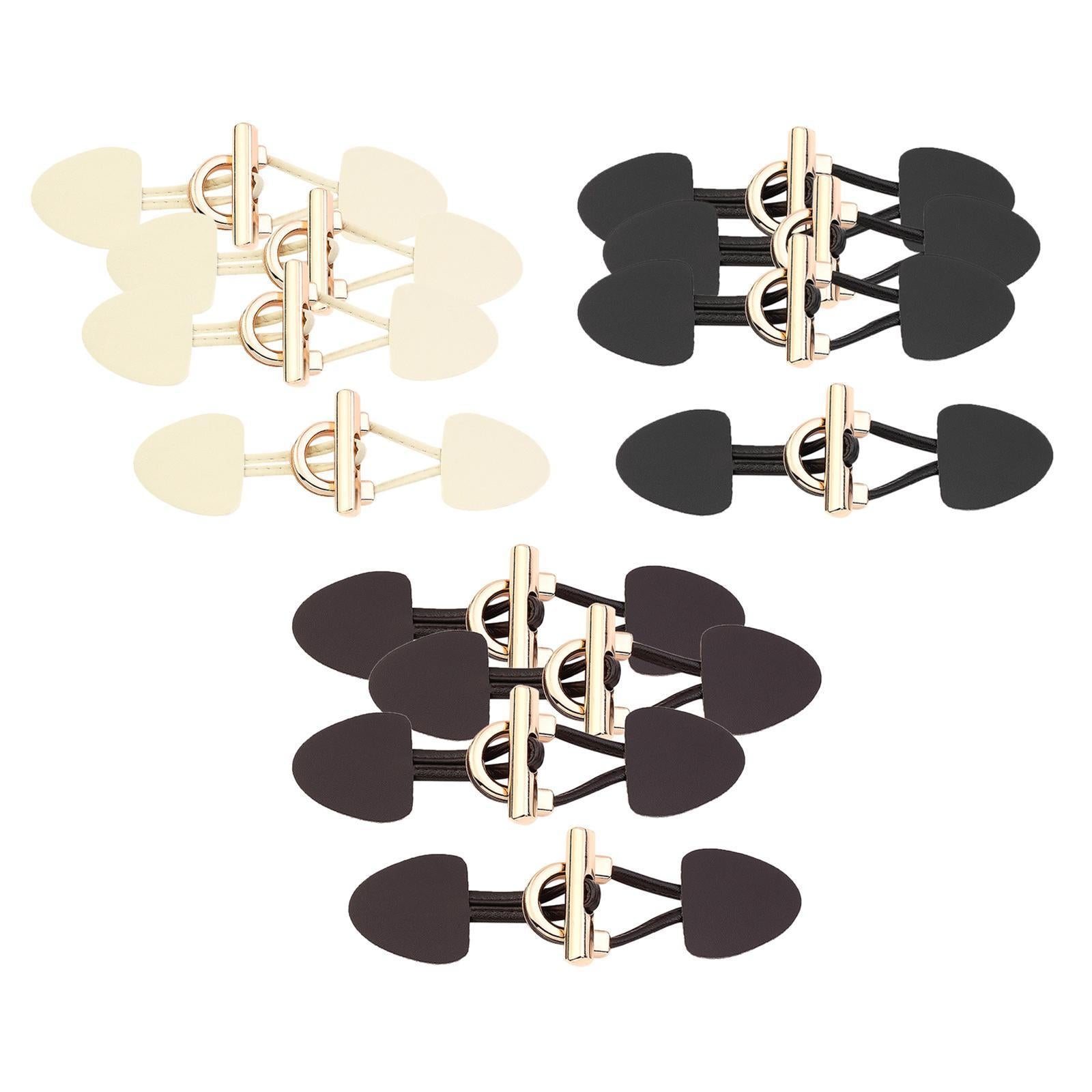 8Pcs Vintage PU Leather Sew-On Toggles Resin Horn Button Closures DIY Sewing Beige