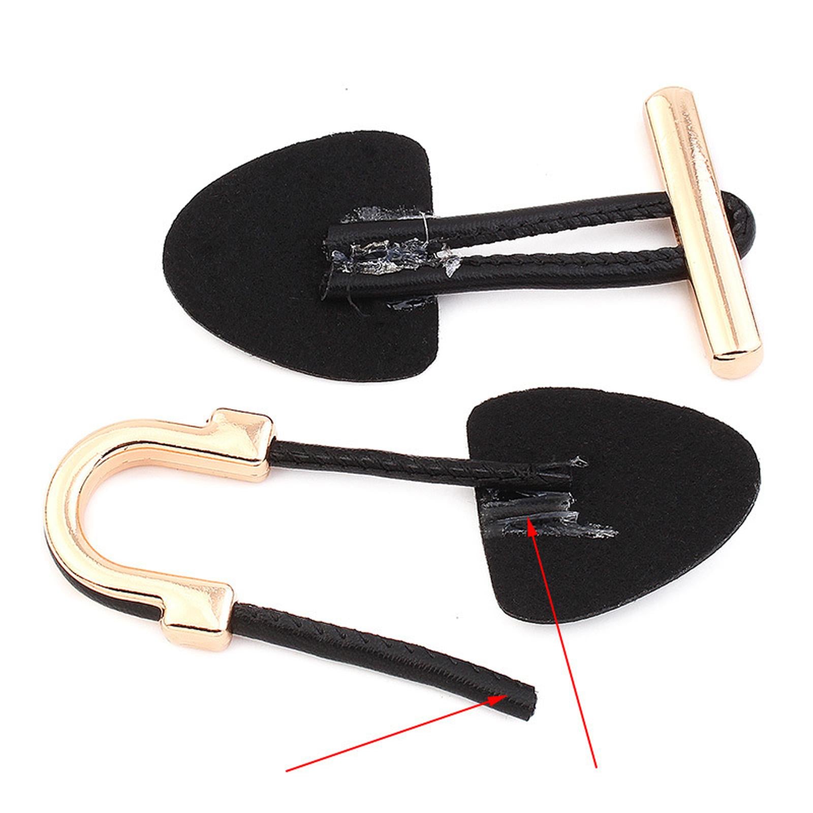 8Pcs Vintage PU Leather Sew-On Toggles Resin Horn Button Closures DIY Sewing Black