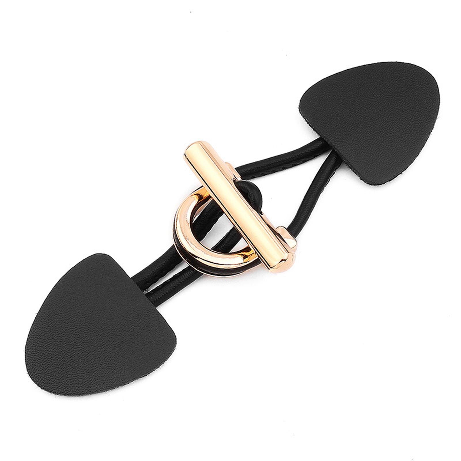8Pcs Vintage PU Leather Sew-On Toggles Resin Horn Button Closures DIY Sewing Black