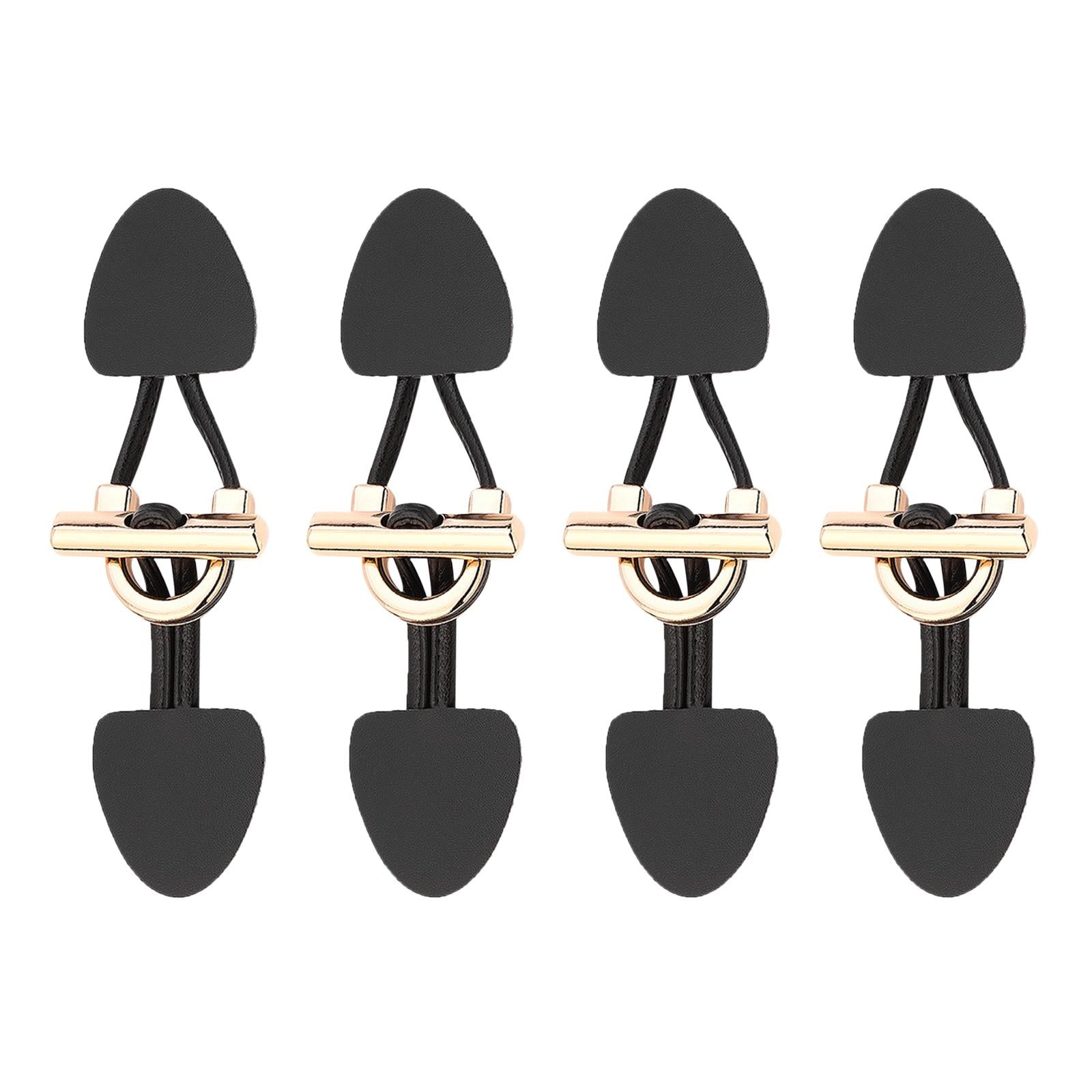 8Pcs Vintage PU Leather Sew-On Toggles Resin Horn Button Closures DIY Sewing Black