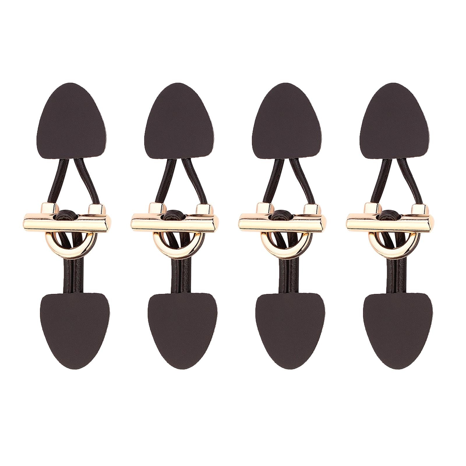 8Pcs Vintage PU Leather Sew-On Toggles Resin Horn Button Closures DIY Sewing Dark Brown
