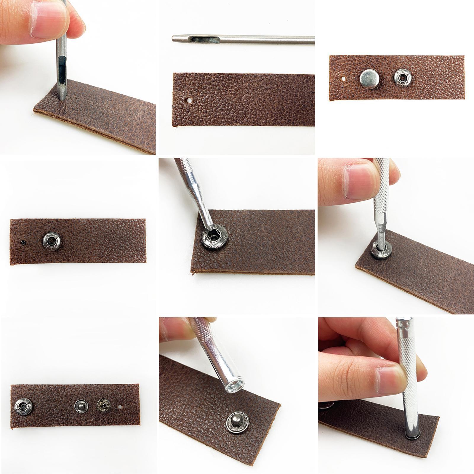 Leather Snap Fasteners Kit Metal Button Snaps Press Studs with Snap Pliers 80pcs