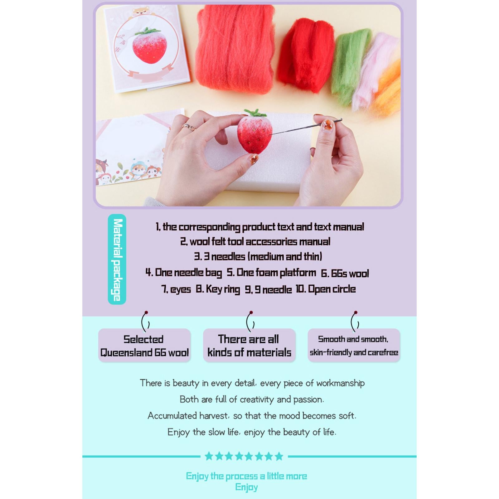 DIY Wool Needle Craft Felting Fruit Poked Starter Beginners Kit Mango