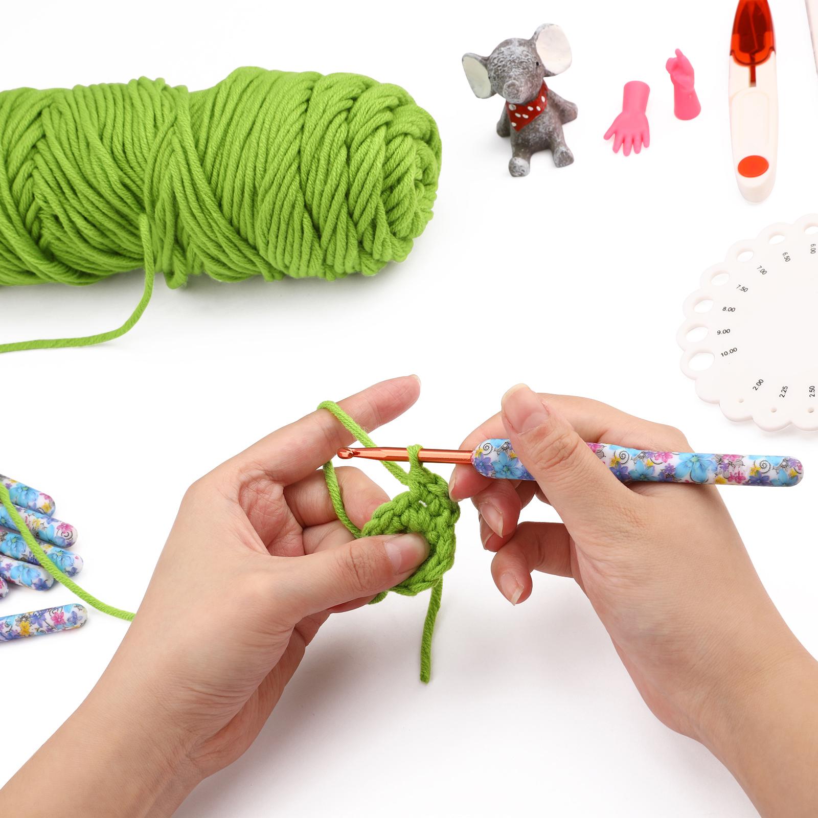 8Pcs Crochet Hooks Set Soft Grip Handles Knitting Needles Aluminum