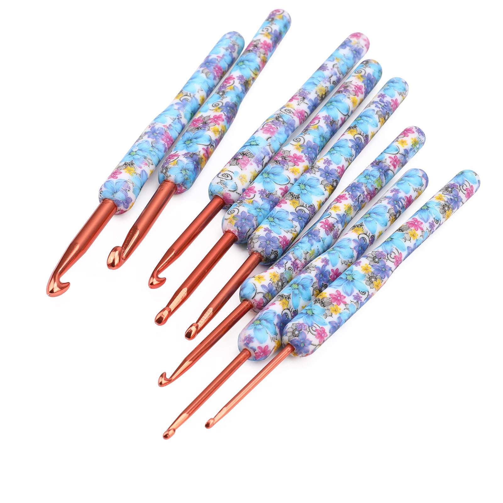 8Pcs Crochet Hooks Set Soft Grip Handles Knitting Needles Aluminum
