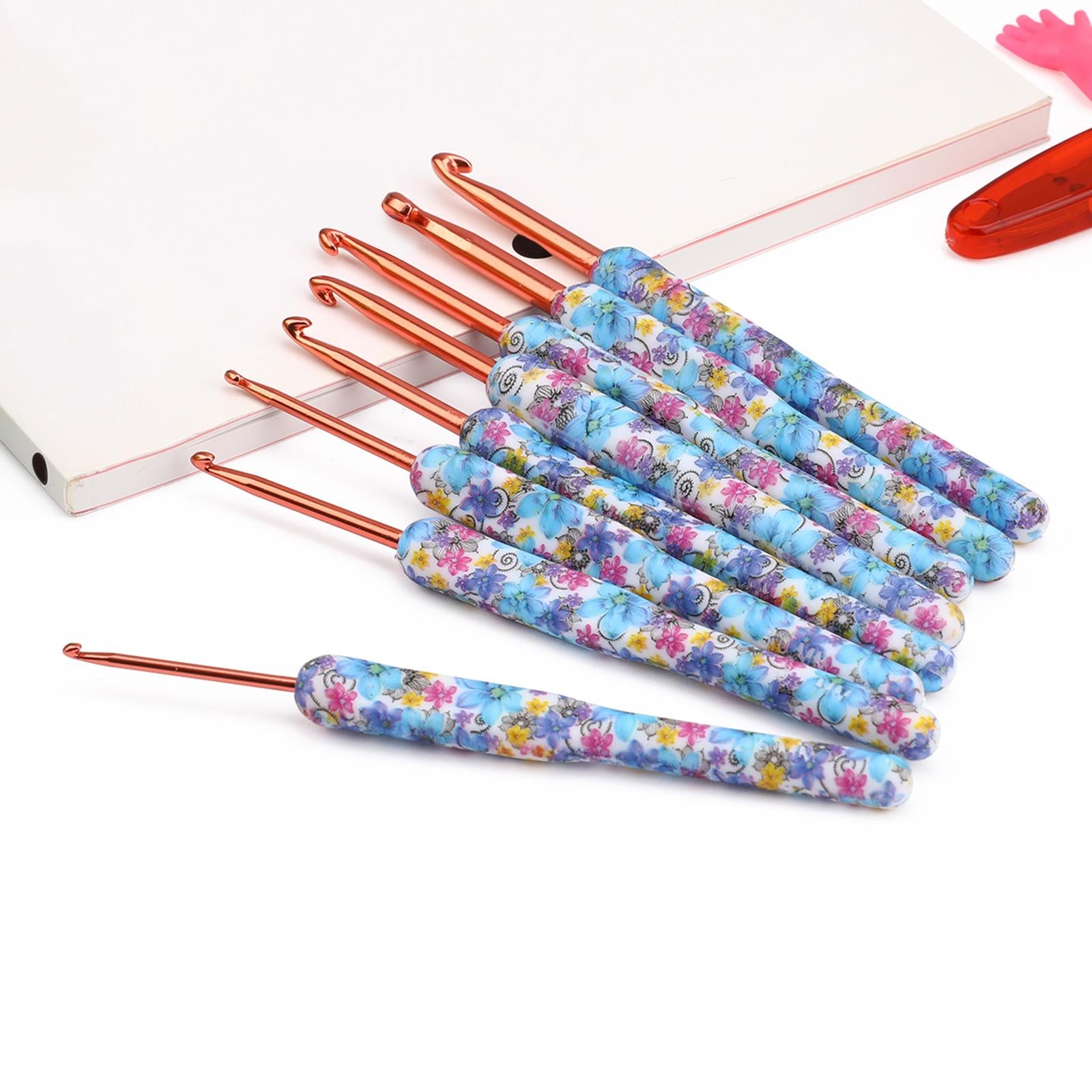 8Pcs Crochet Hooks Set Soft Grip Handles Knitting Needles Aluminum