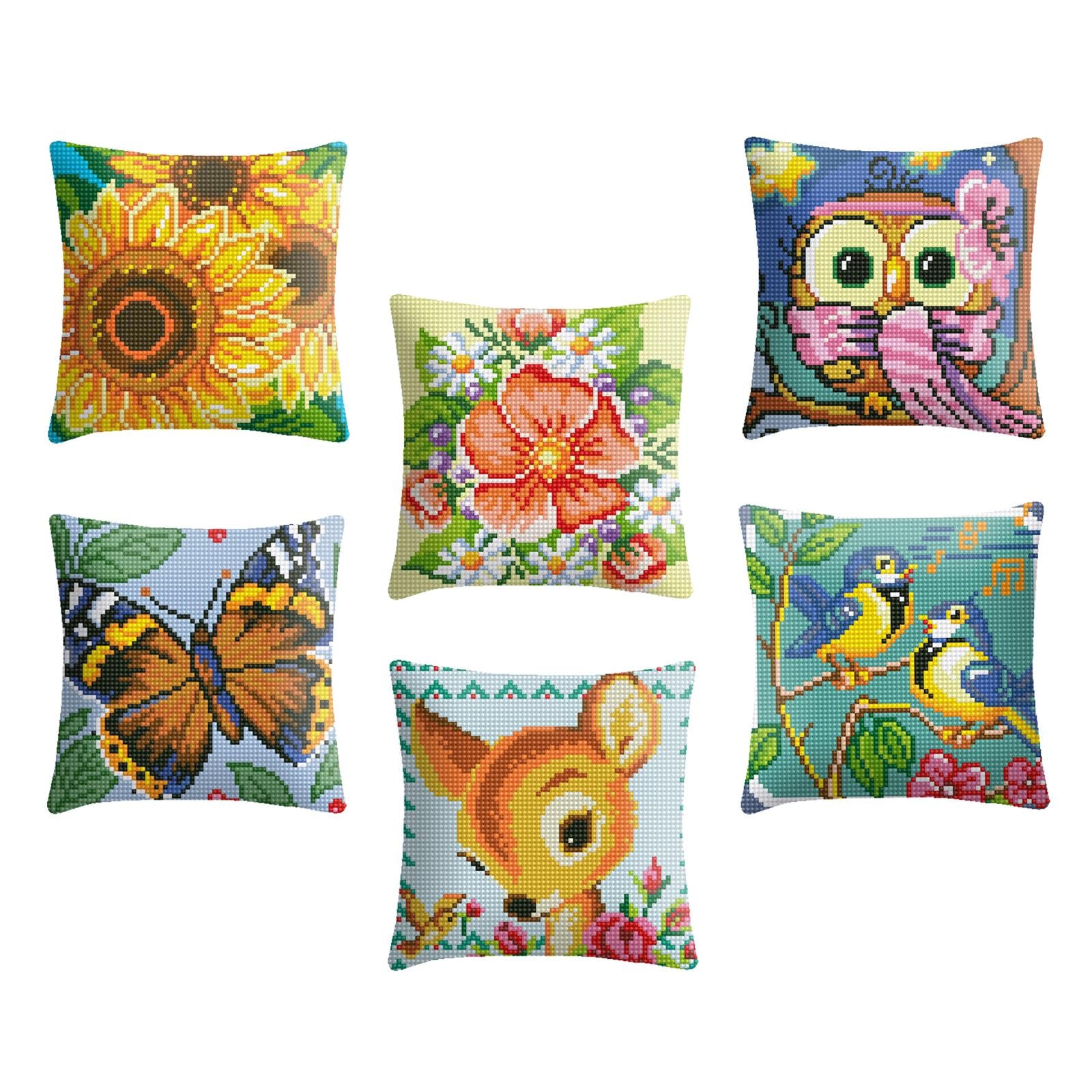 Embroidery Pillow Covers Kit DIY Home Decor for Beginners Kids Yellow flower