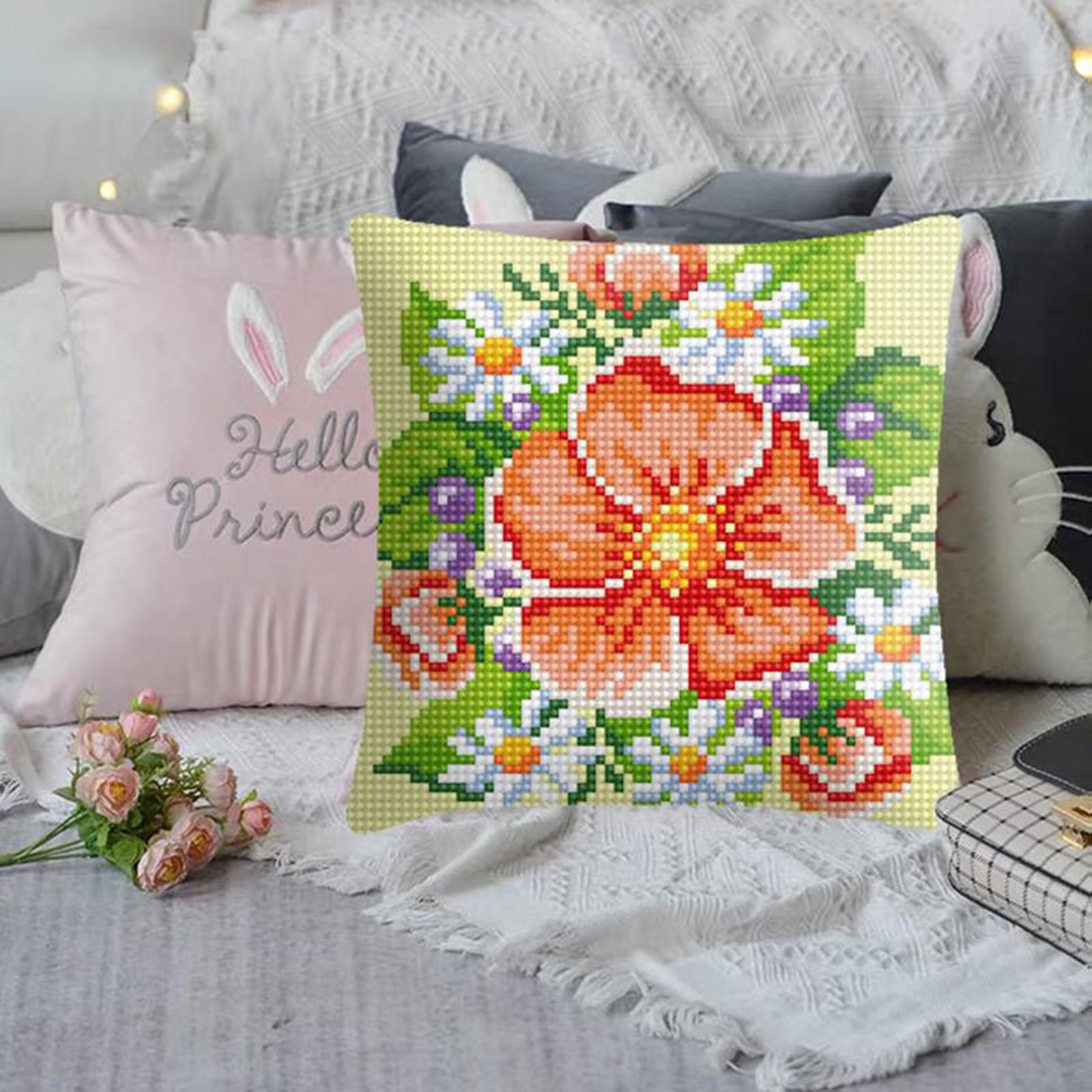Embroidery Pillow Covers Kit DIY Home Decor for Beginners Kids Flower