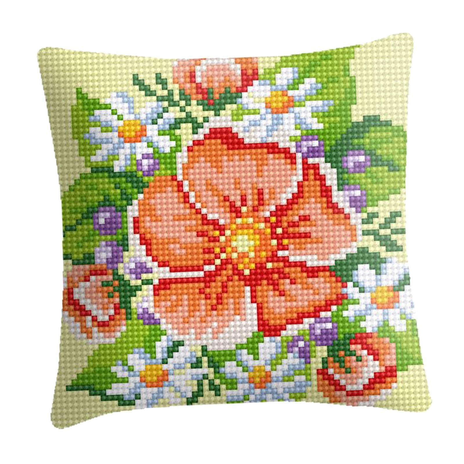 Embroidery Pillow Covers Kit DIY Home Decor for Beginners Kids Flower