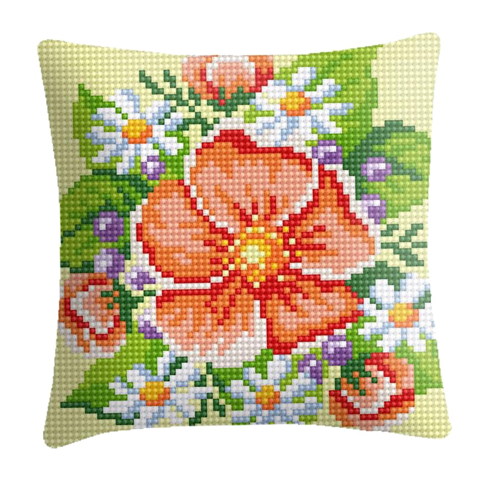 Embroidery Pillow Covers Kit DIY Home Decor for Beginners Kids Flower