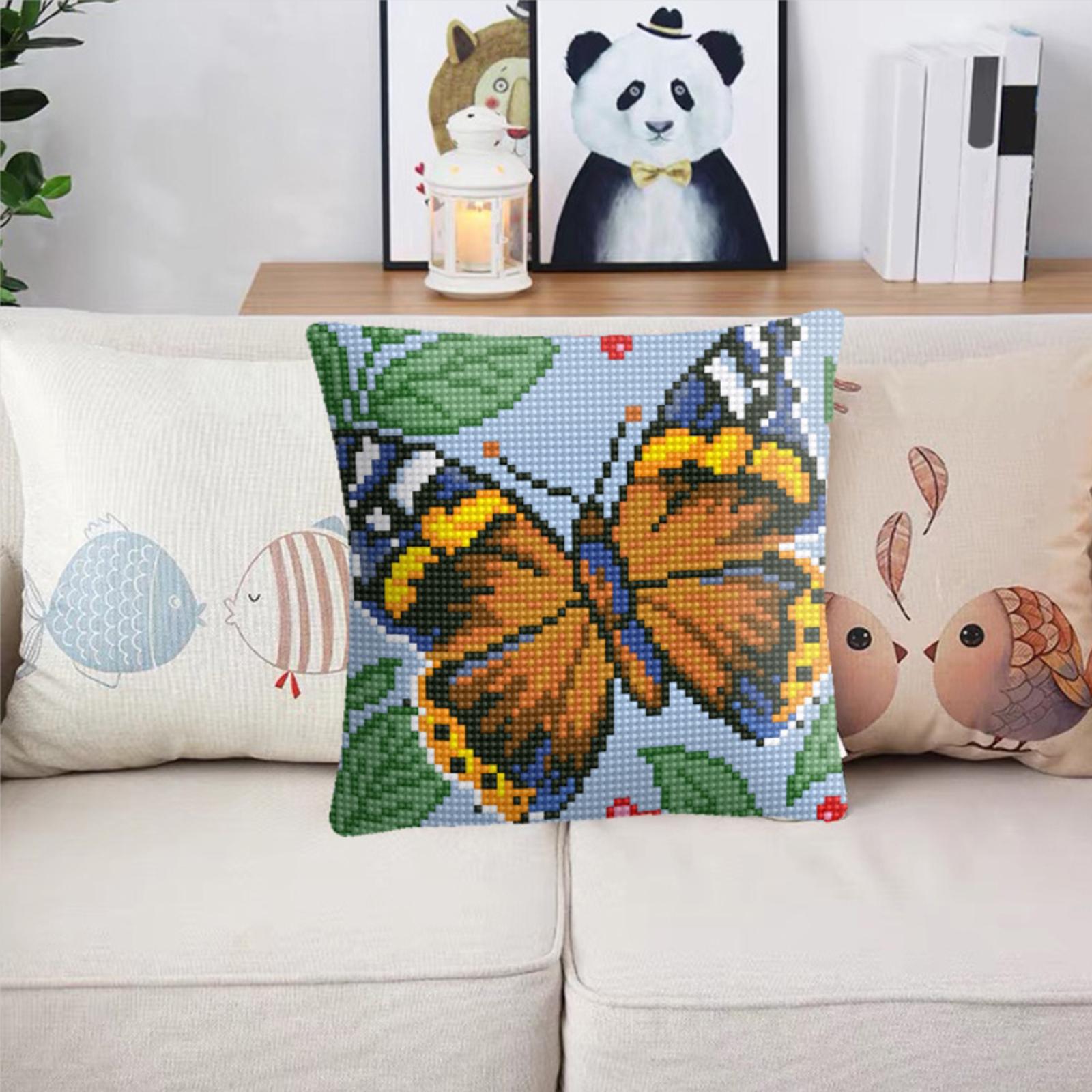 Embroidery Pillow Covers Kit DIY Home Decor for Beginners Kids Butterfly