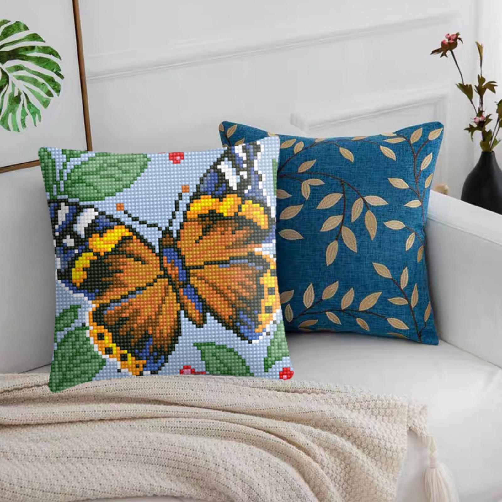 Embroidery Pillow Covers Kit DIY Home Decor for Beginners Kids Butterfly