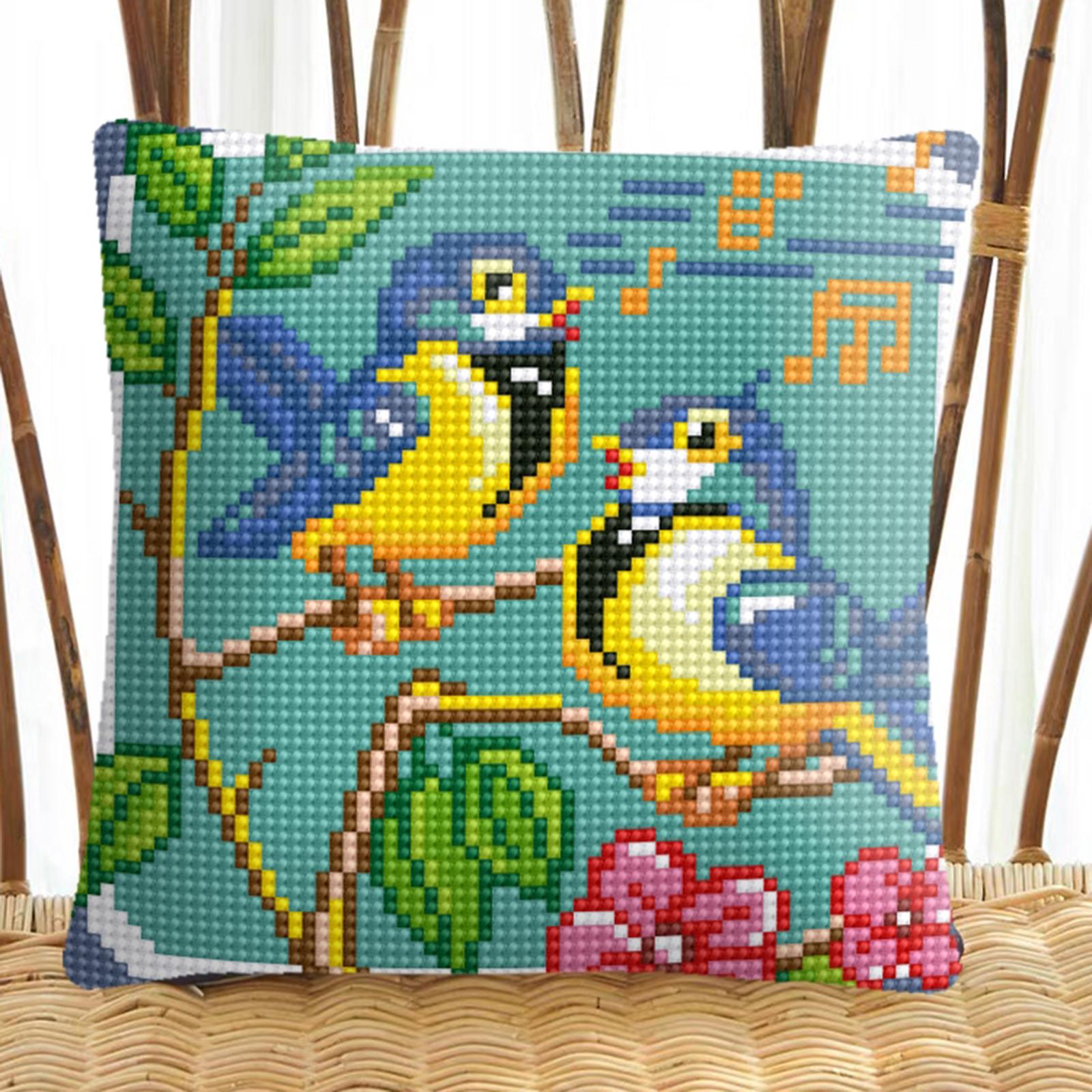 Embroidery Pillow Covers Kit DIY Home Decor for Beginners Kids Bird