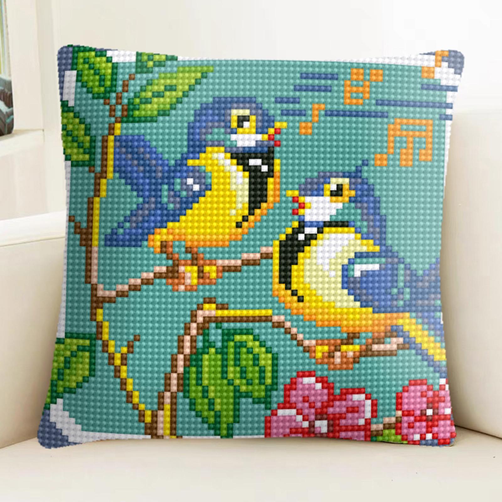 Embroidery Pillow Covers Kit DIY Home Decor for Beginners Kids Bird