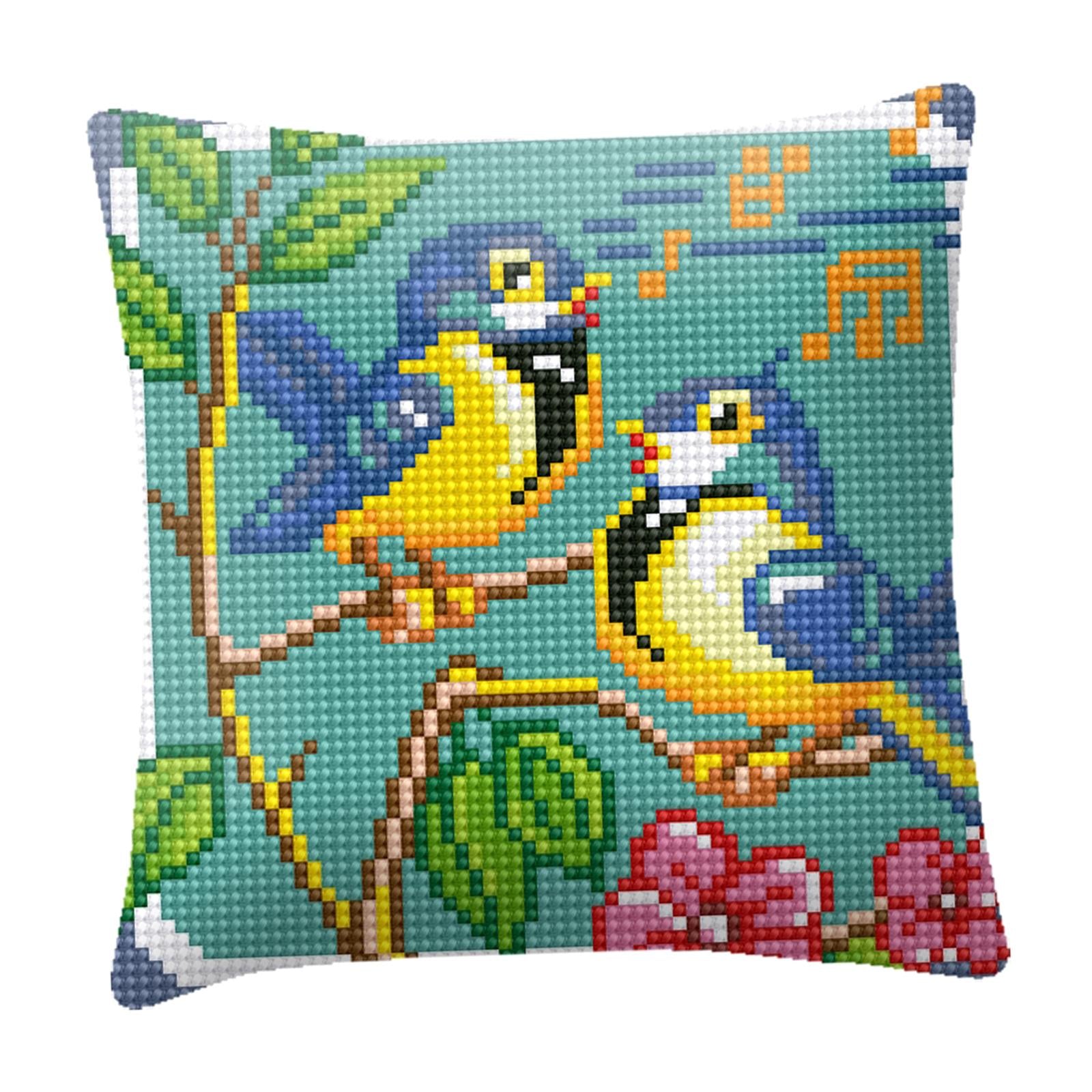 Embroidery Pillow Covers Kit DIY Home Decor for Beginners Kids Bird